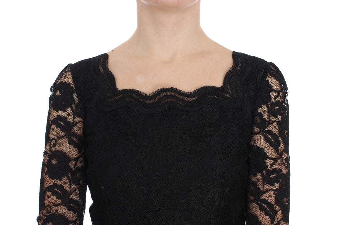 Dolce & Gabbana Black Floral Lace Long Ball Maxi Dress | Regal Royce