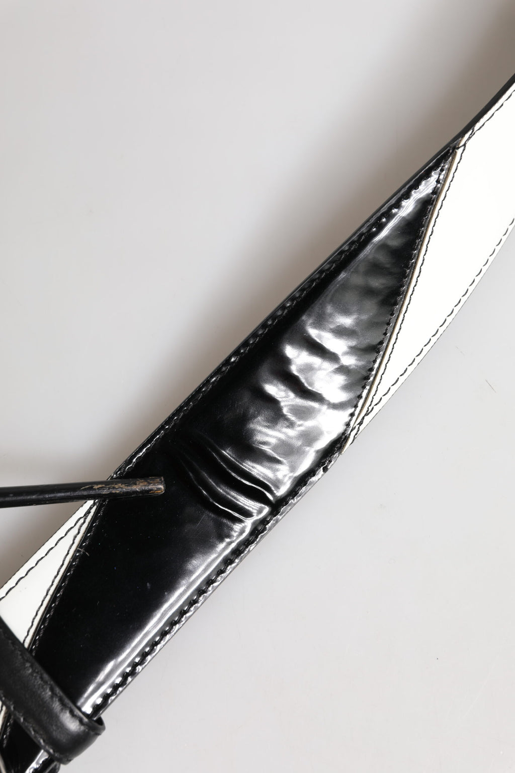 Dolce & Gabbana Black White Leather DG Metal Buckle Belt