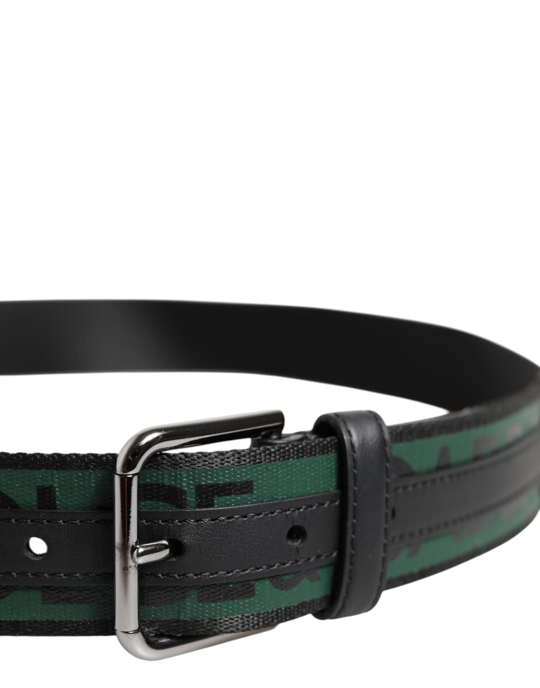 Dolce & Gabbana Green Black Polyester DG Logo Buckle Belt | Regal Royce