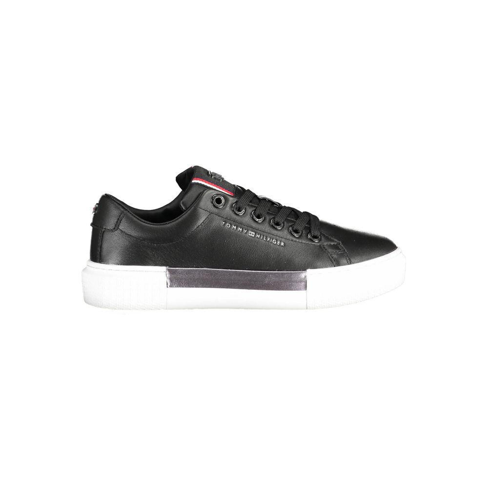 Tommy Hilfiger Black Leather Women Sneaker | Regal Royce