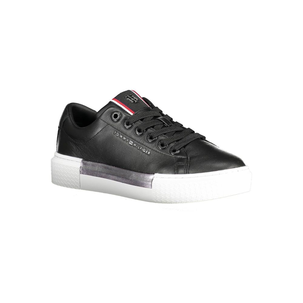 Tommy Hilfiger Black Leather Women Sneaker | Regal Royce