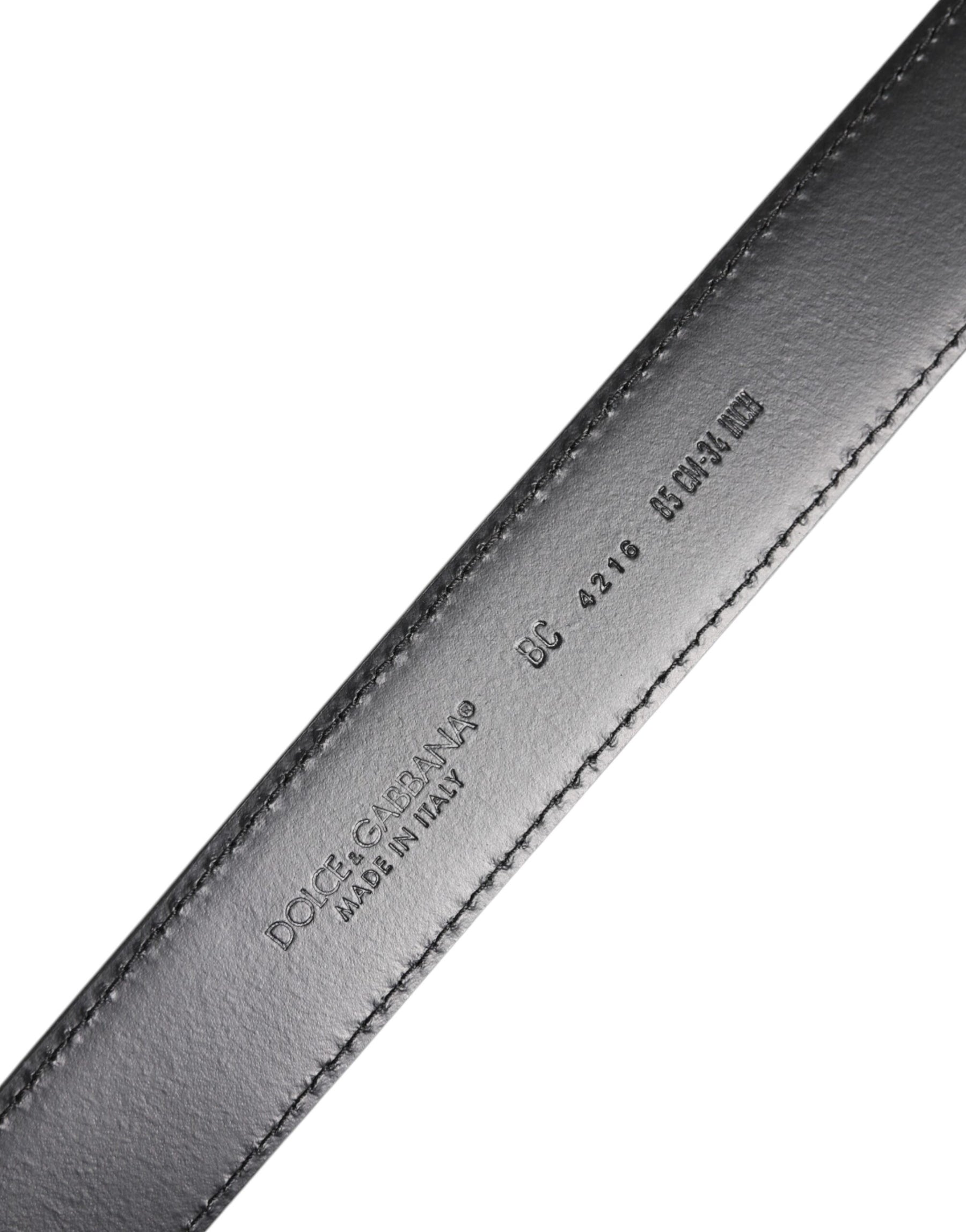 Dolce & Gabbana Black Classic Calf Leather Silver Buckle Belt | Regal Royce