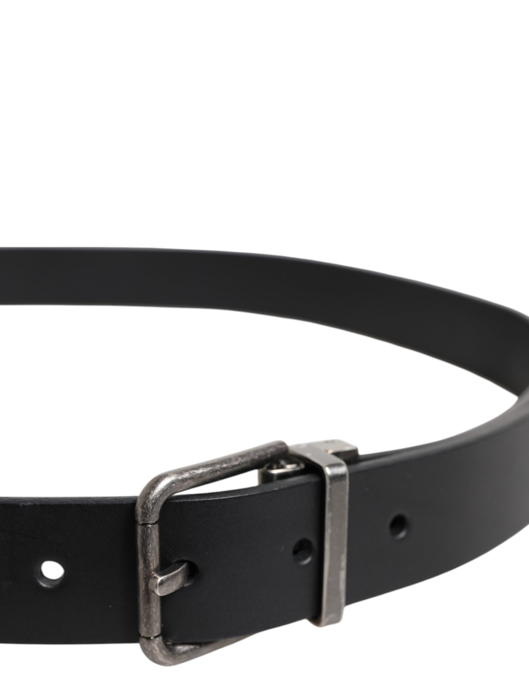 Dolce & Gabbana Black Classic Leather Metal Buckle Belt | Regal Royce