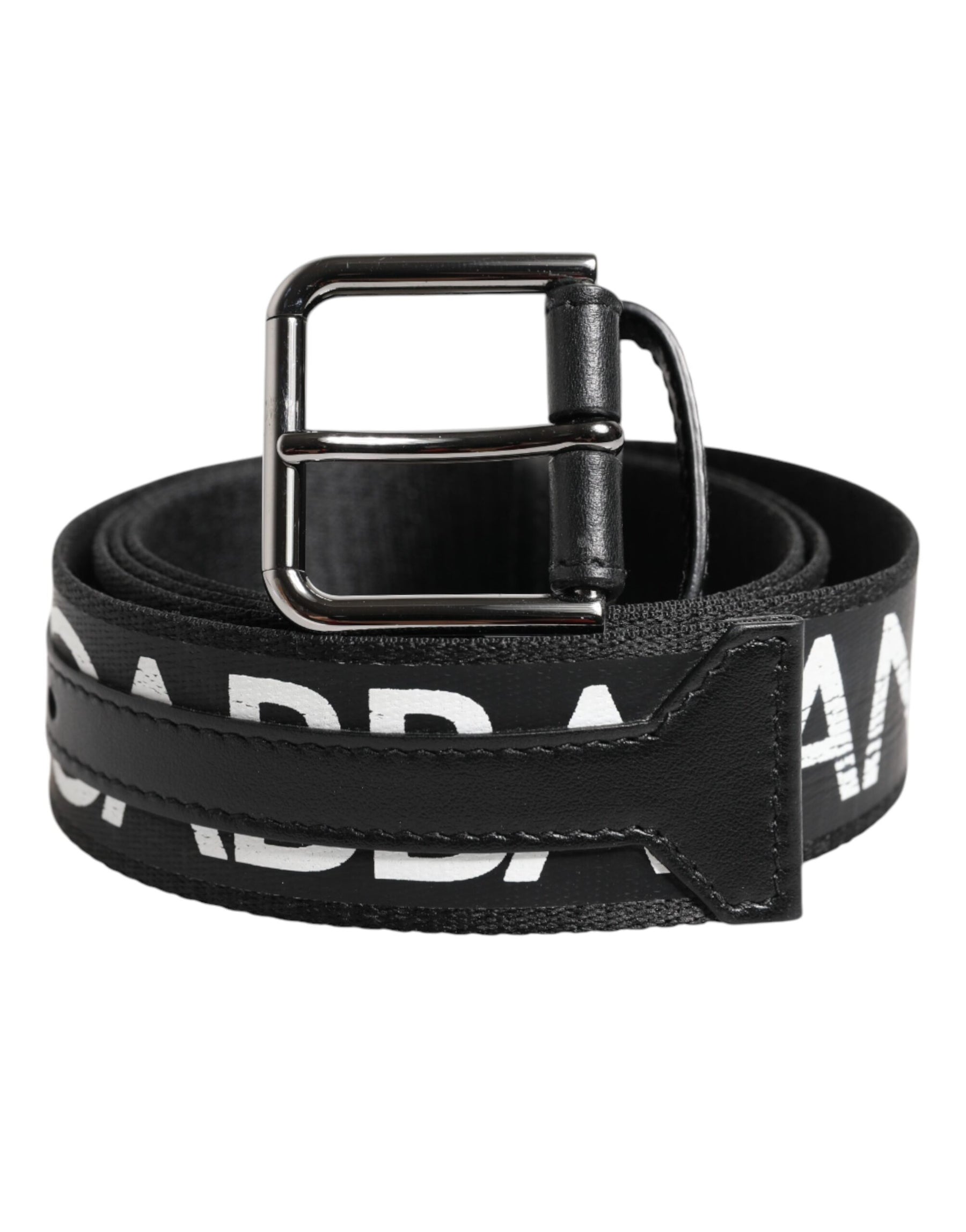 Dolce & Gabbana Black White DG Logo Brass Metal Buckle Belt | Regal Royce