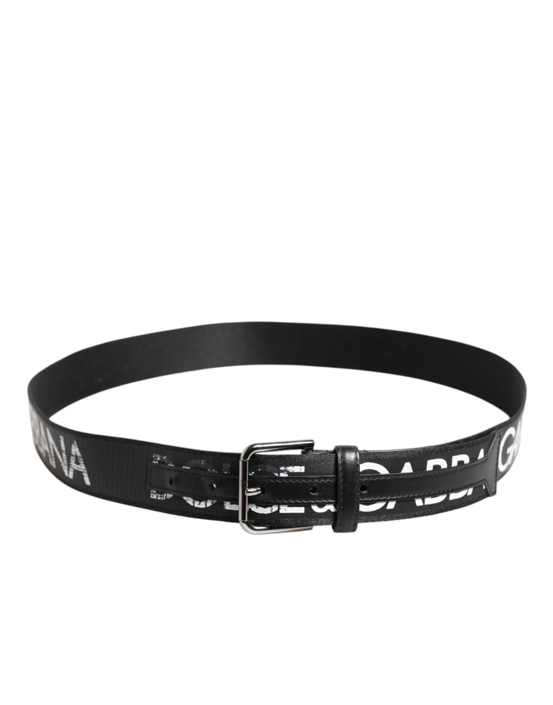 Dolce & Gabbana Black White DG Logo Brass Metal Buckle Belt | Regal Royce