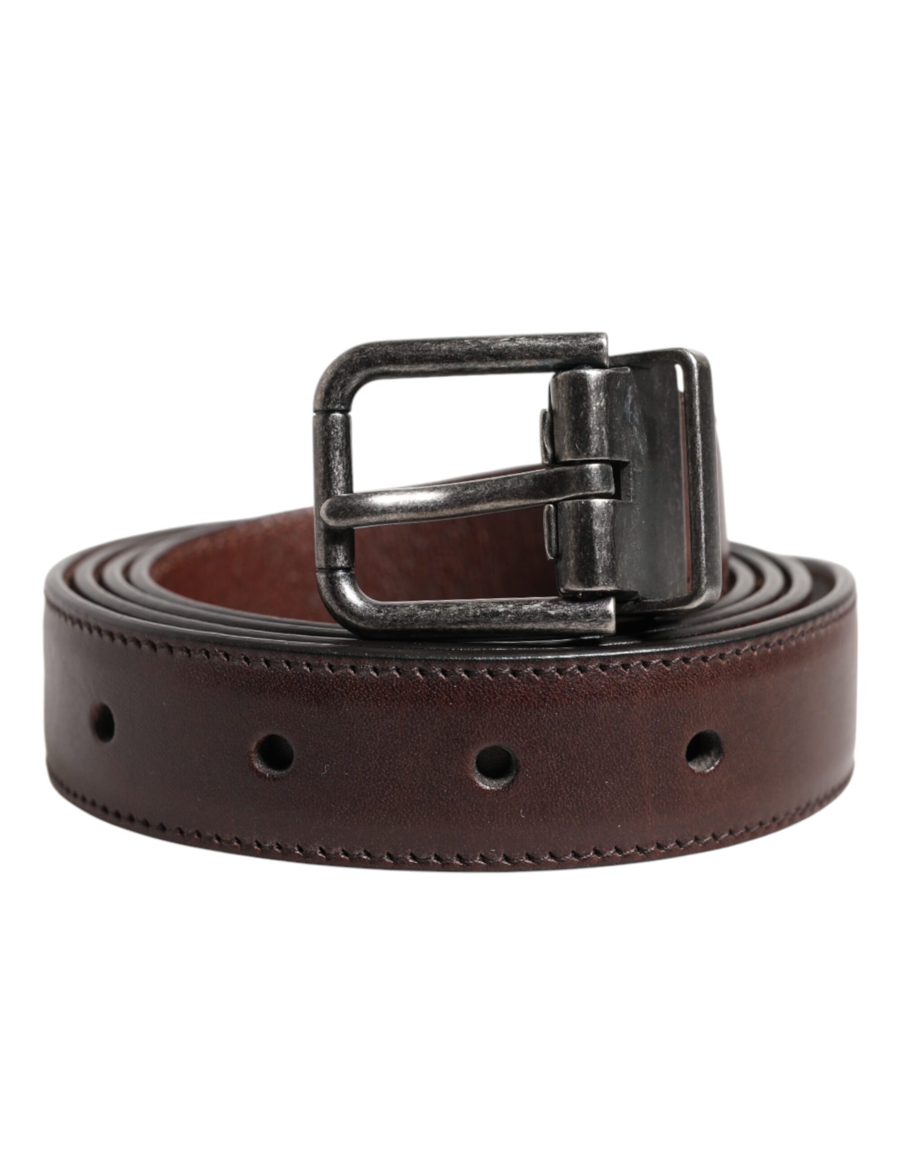 Dolce & Gabbana Brown Classic Calf Leather Metal Buckle Belt | Regal Royce