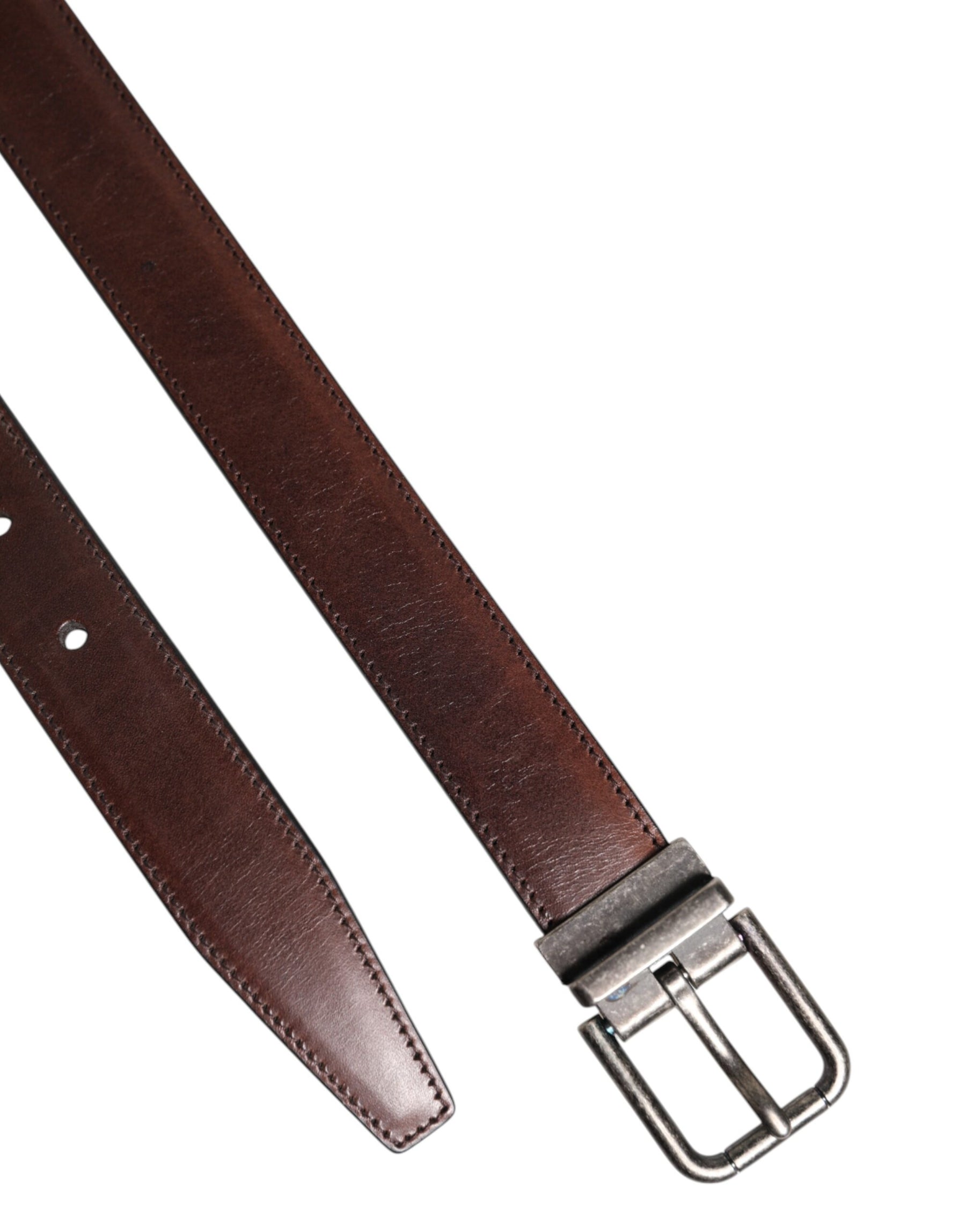 Dolce & Gabbana Brown Classic Calf Leather Metal Buckle Belt | Regal Royce