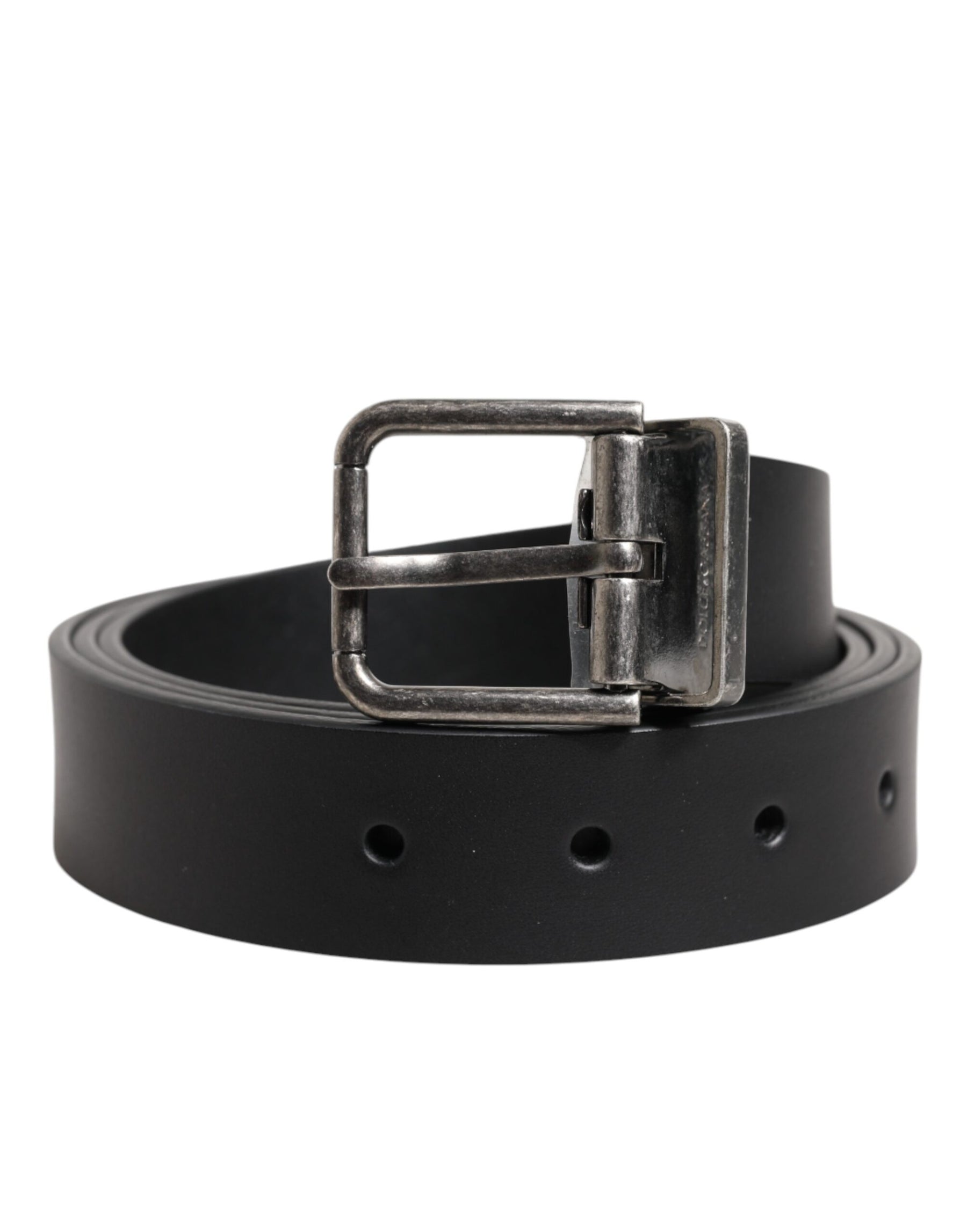 Dolce & Gabbana Black Classic Leather Metal Buckle Belt | Regal Royce