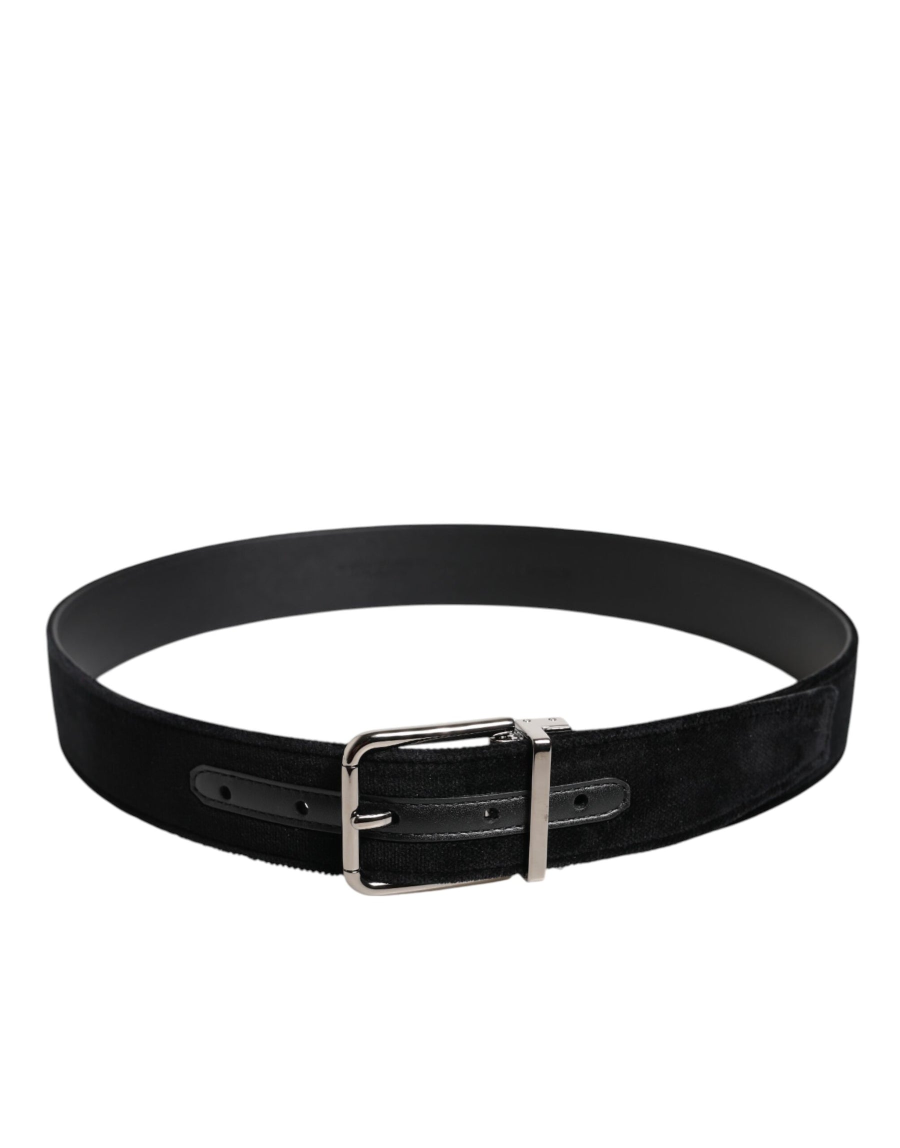 Dolce & Gabbana Black Cotton Silver Metal Buckle Belt | Regal Royce