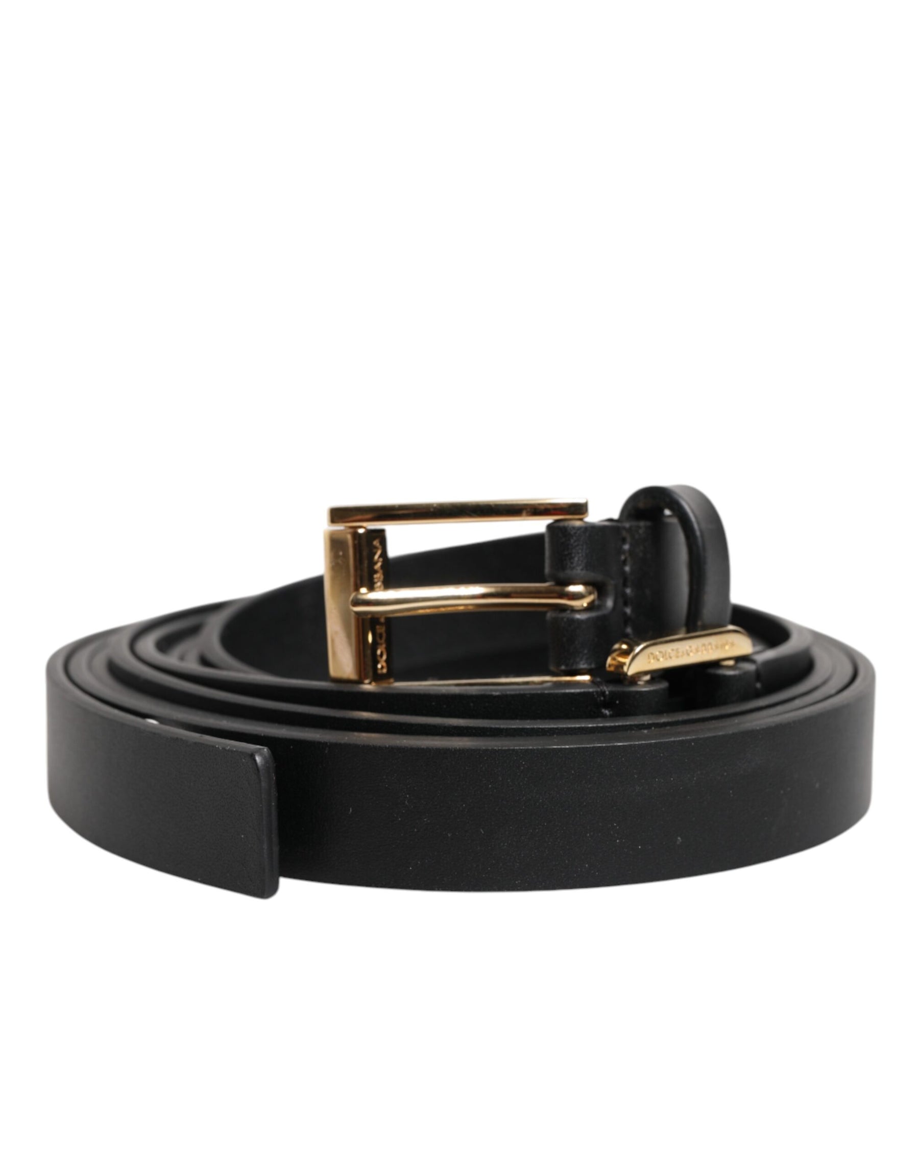 Dolce & Gabbana Black Double Strap Leather Gold Buckle Belt | Regal Royce