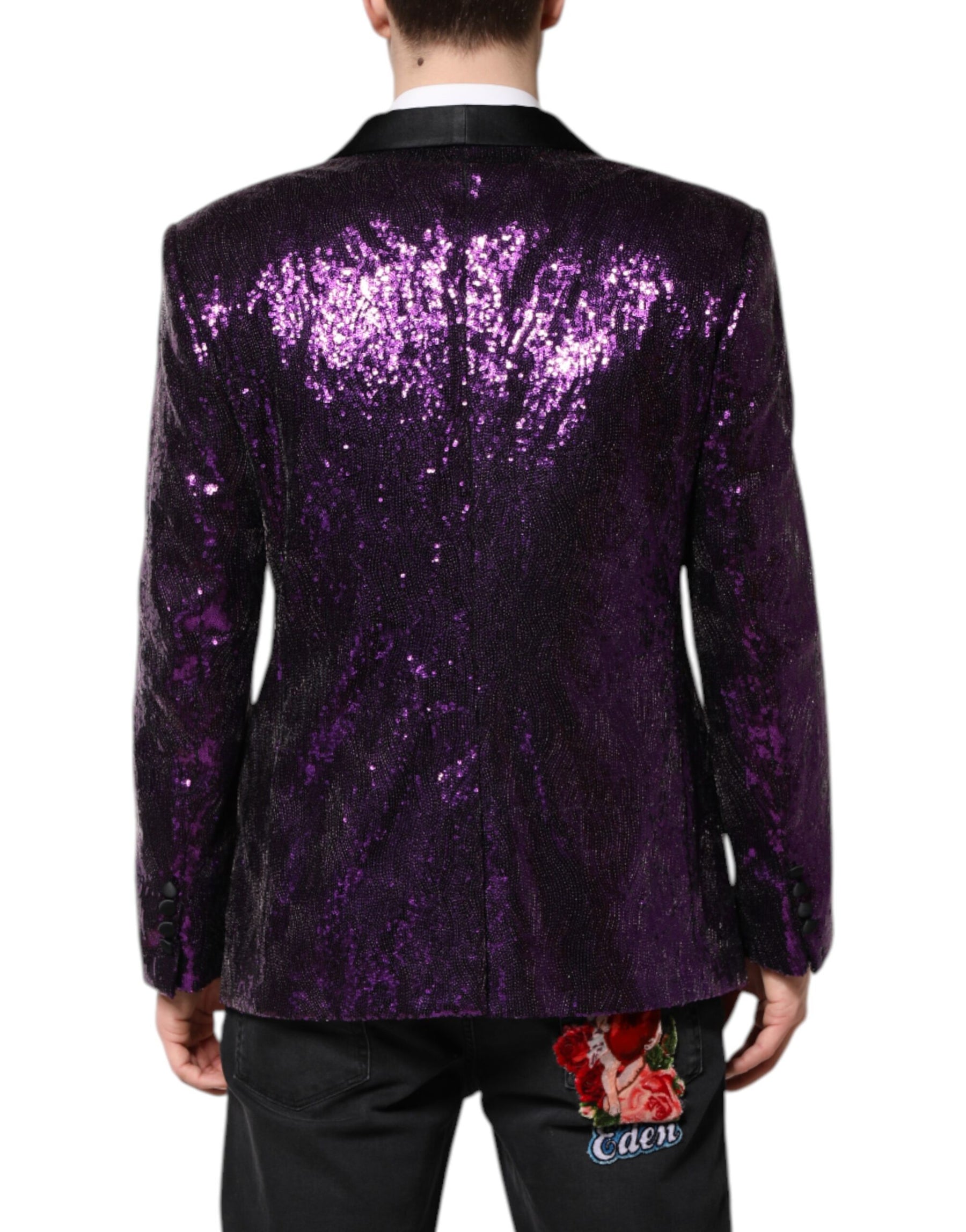 Dolce & Gabbana Purple SICILIA Sequin Embellish Coat Jacket | Regal Royce