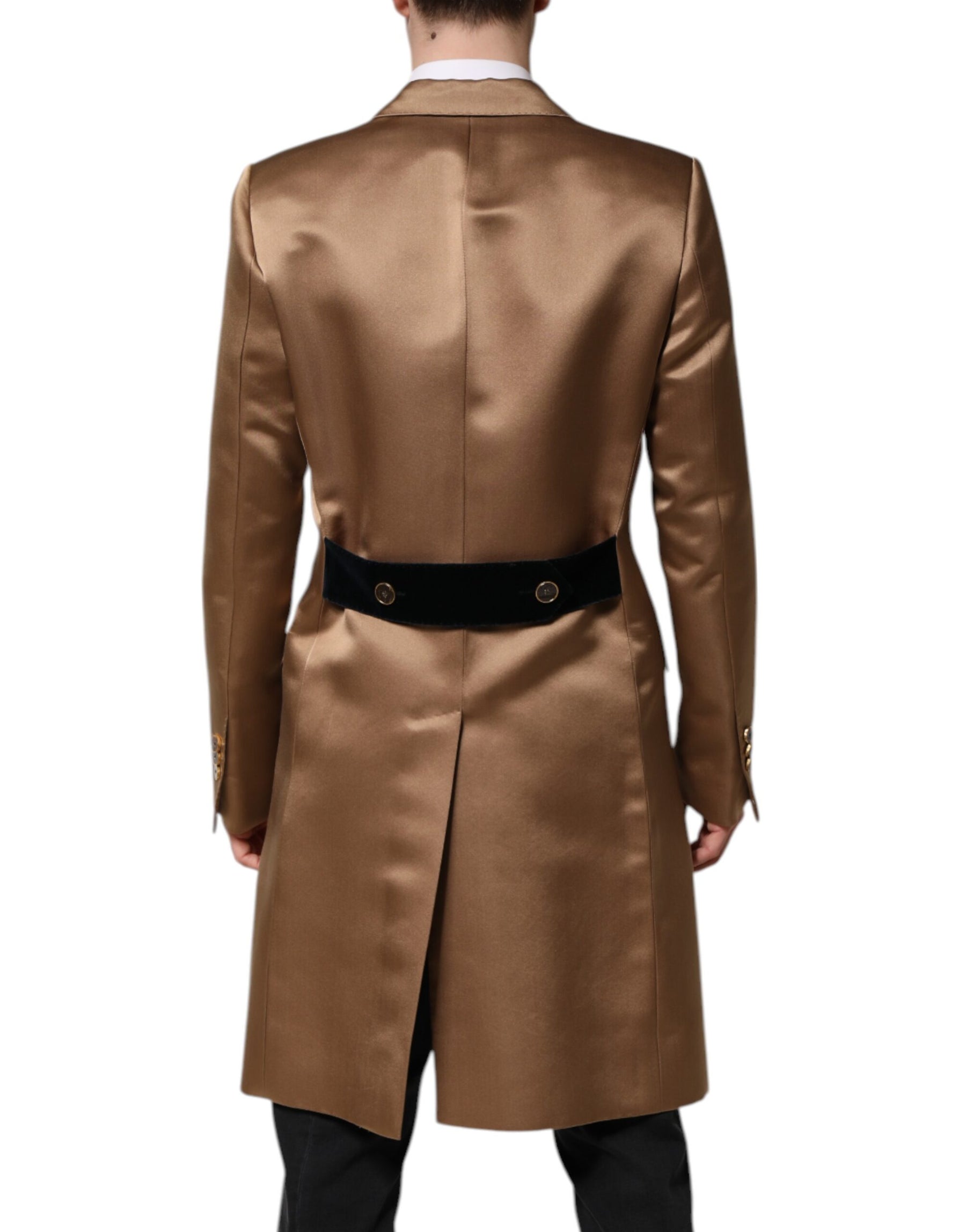 Dolce & Gabbana Brown Silk Single Breasted Trench Coat  Jacket | Regal Royce