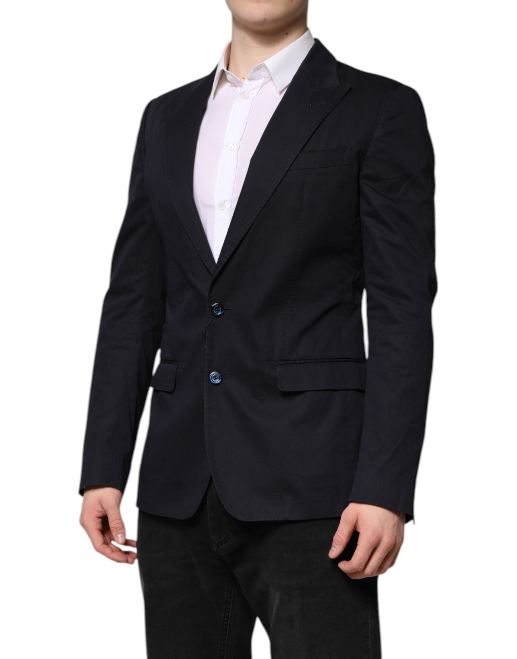 Dolce & Gabbana Dark Blue TAORMINA Cotton Blazer Suit Jacket | Regal Royce