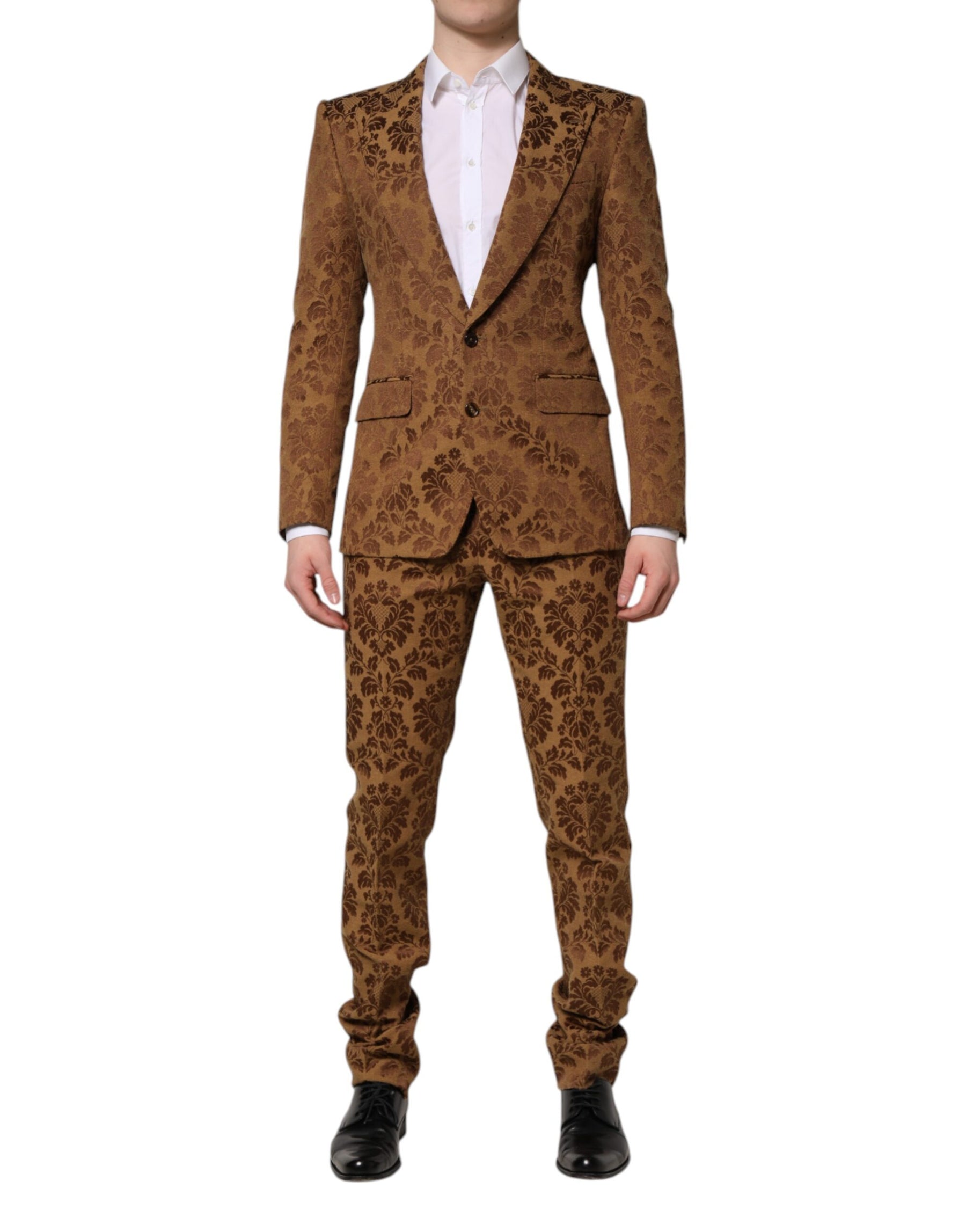 Dolce & Gabbana Brown Floral Jacquard SICILIA 2 Piece Suit | Regal Royce
