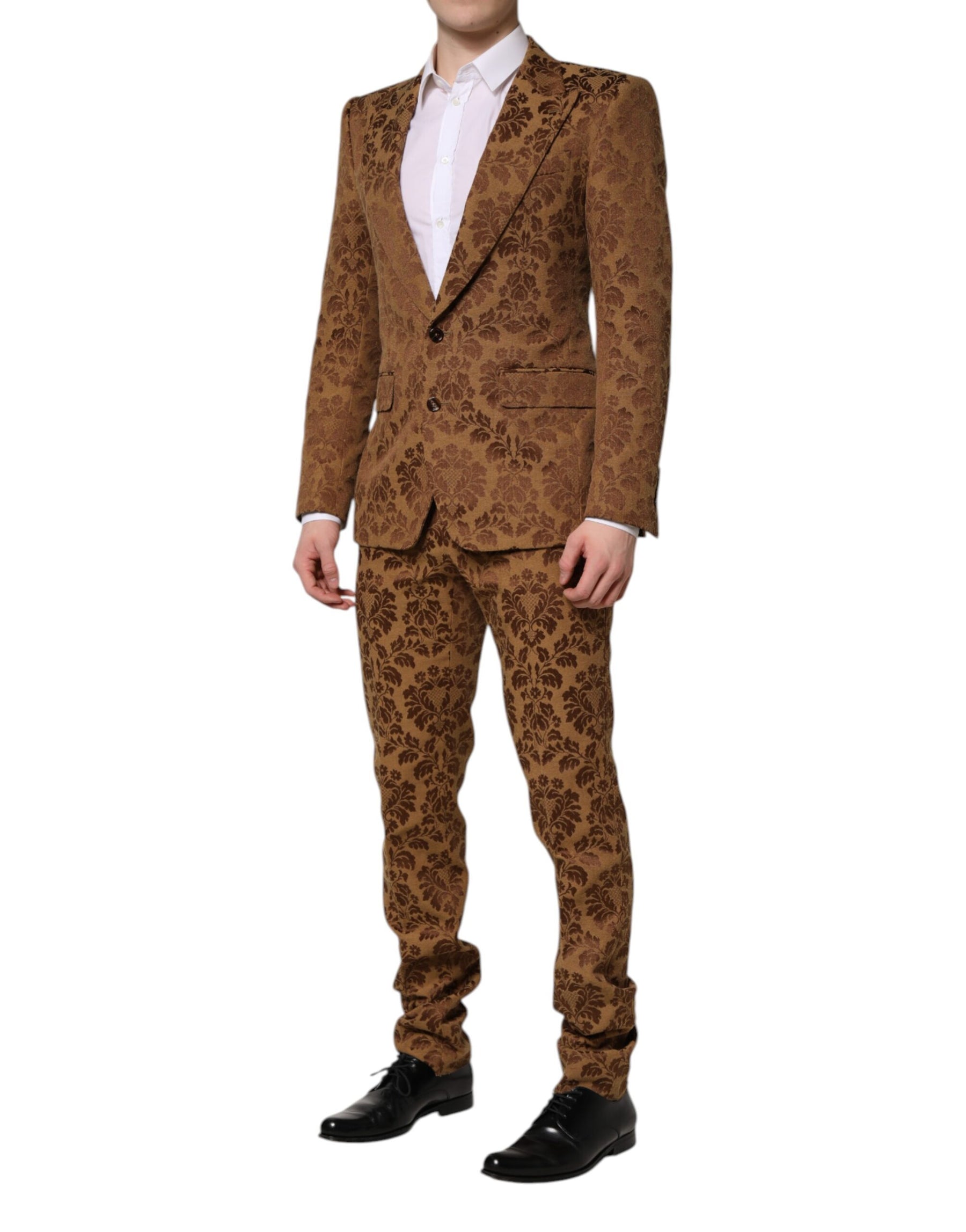 Dolce & Gabbana Brown Floral Jacquard SICILIA 2 Piece Suit | Regal Royce