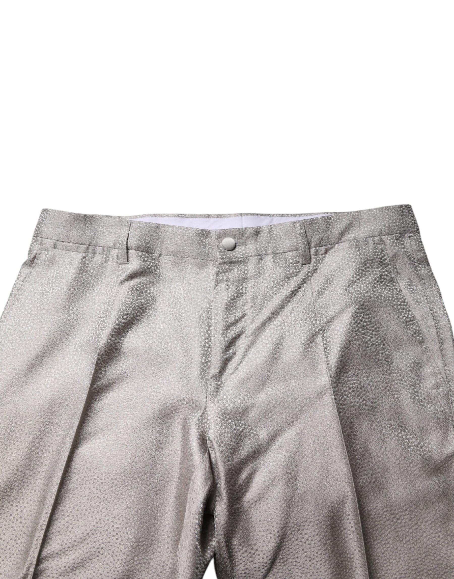 Dolce & Gabbana Light Gray Jacquard Silk Dotted 2 Piece Suit | Regal Royce