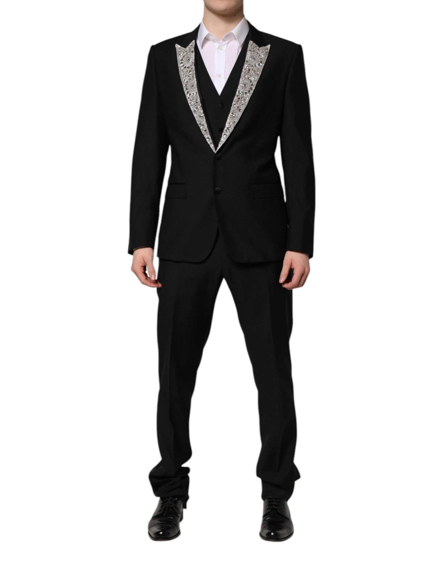 Dolce & Gabbana Black MARTINI Crystal Embellished 3 Pc Suit | Regal Royce
