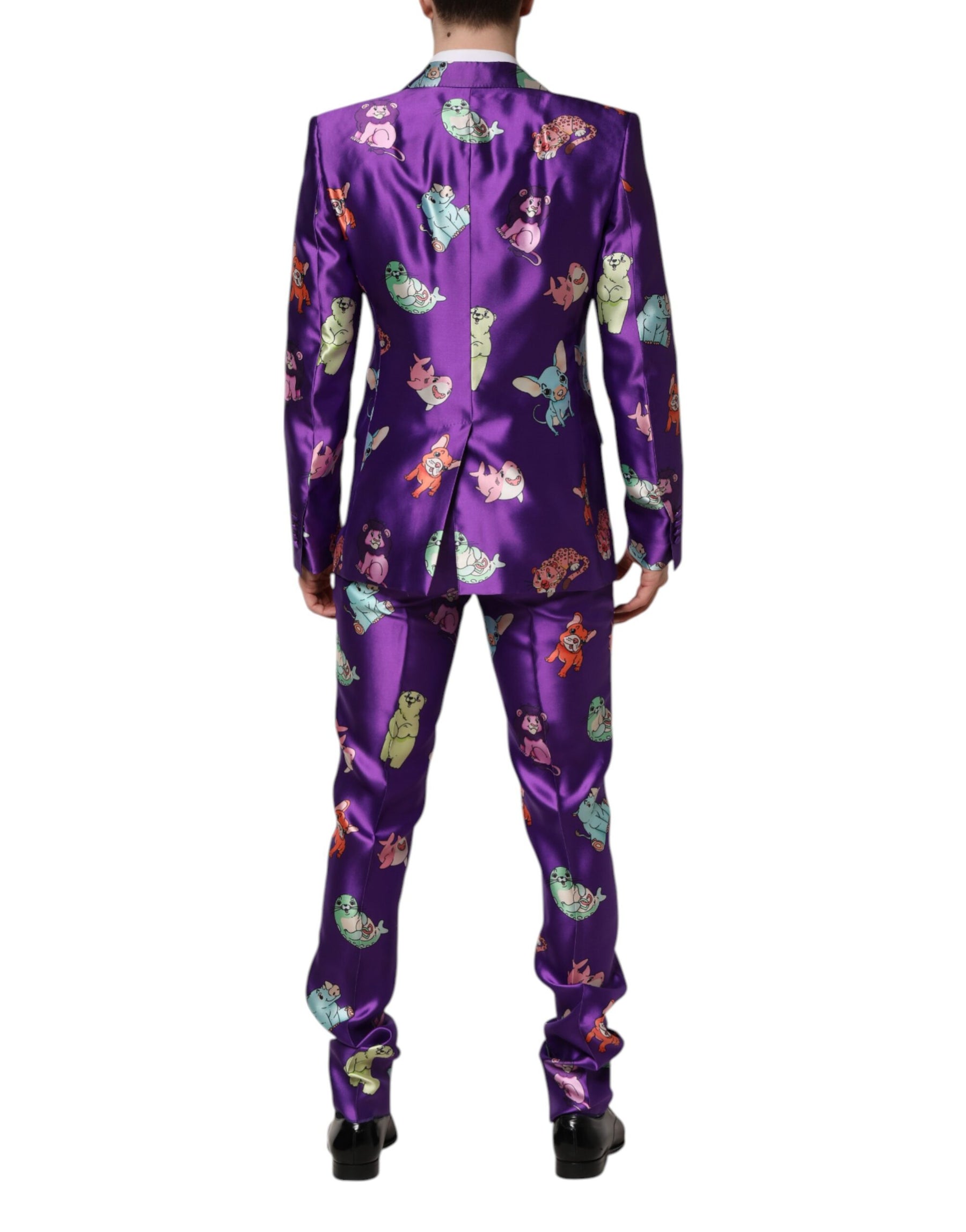 Dolce & Gabbana Purple Silk Animal Print 3 Piece Suit | Regal Royce