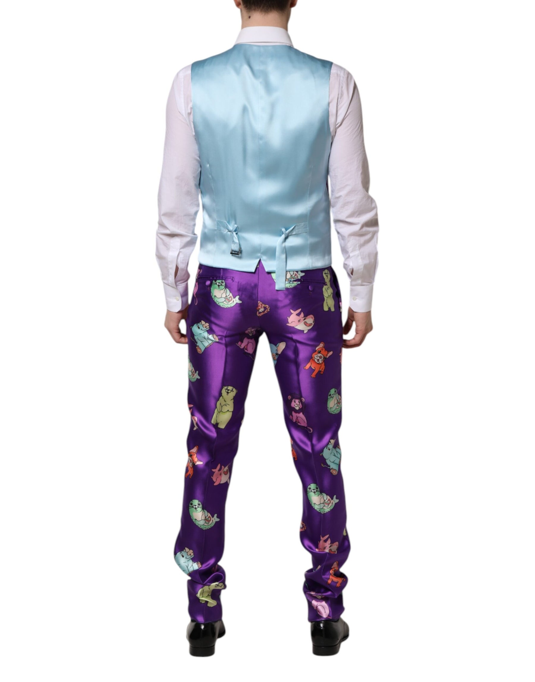 Dolce & Gabbana Purple Silk Animal Print 3 Piece Suit | Regal Royce