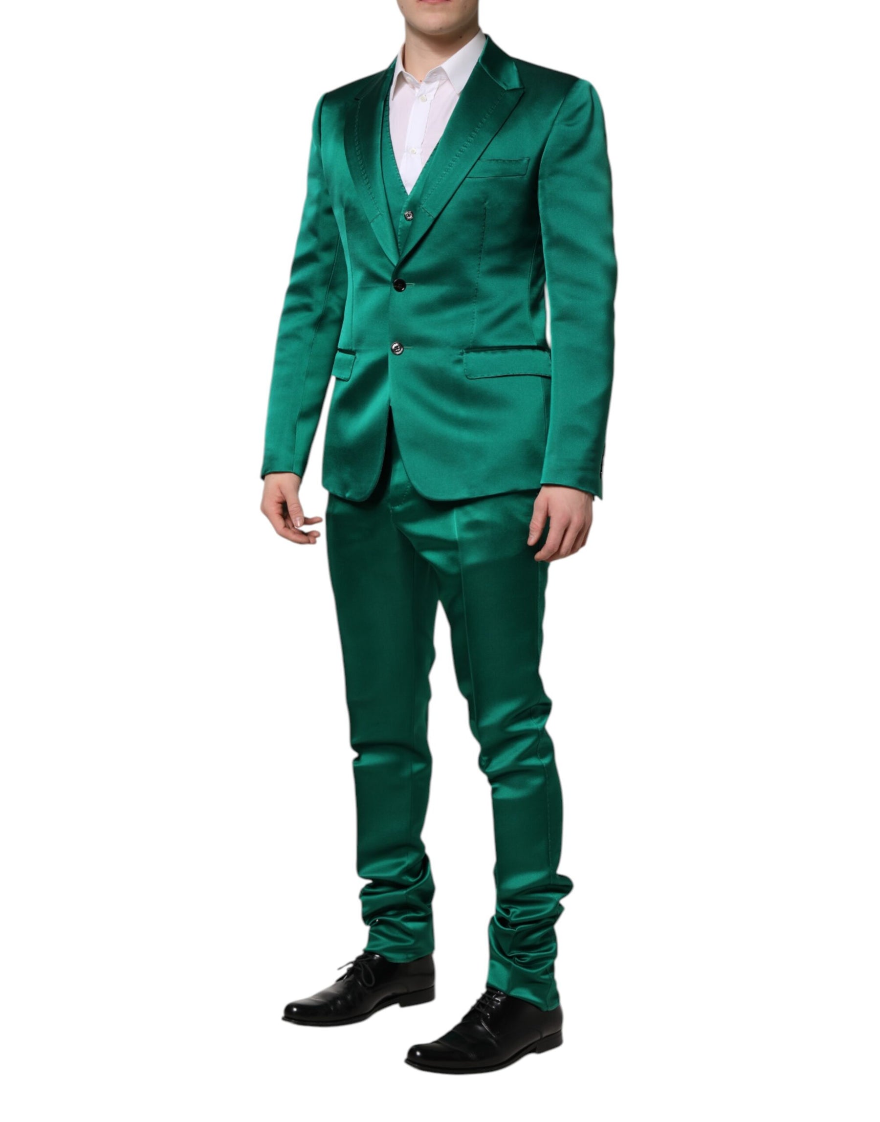 Dolce & Gabbana Green Silk 3 Piece Single Breasted Suit | Regal Royce