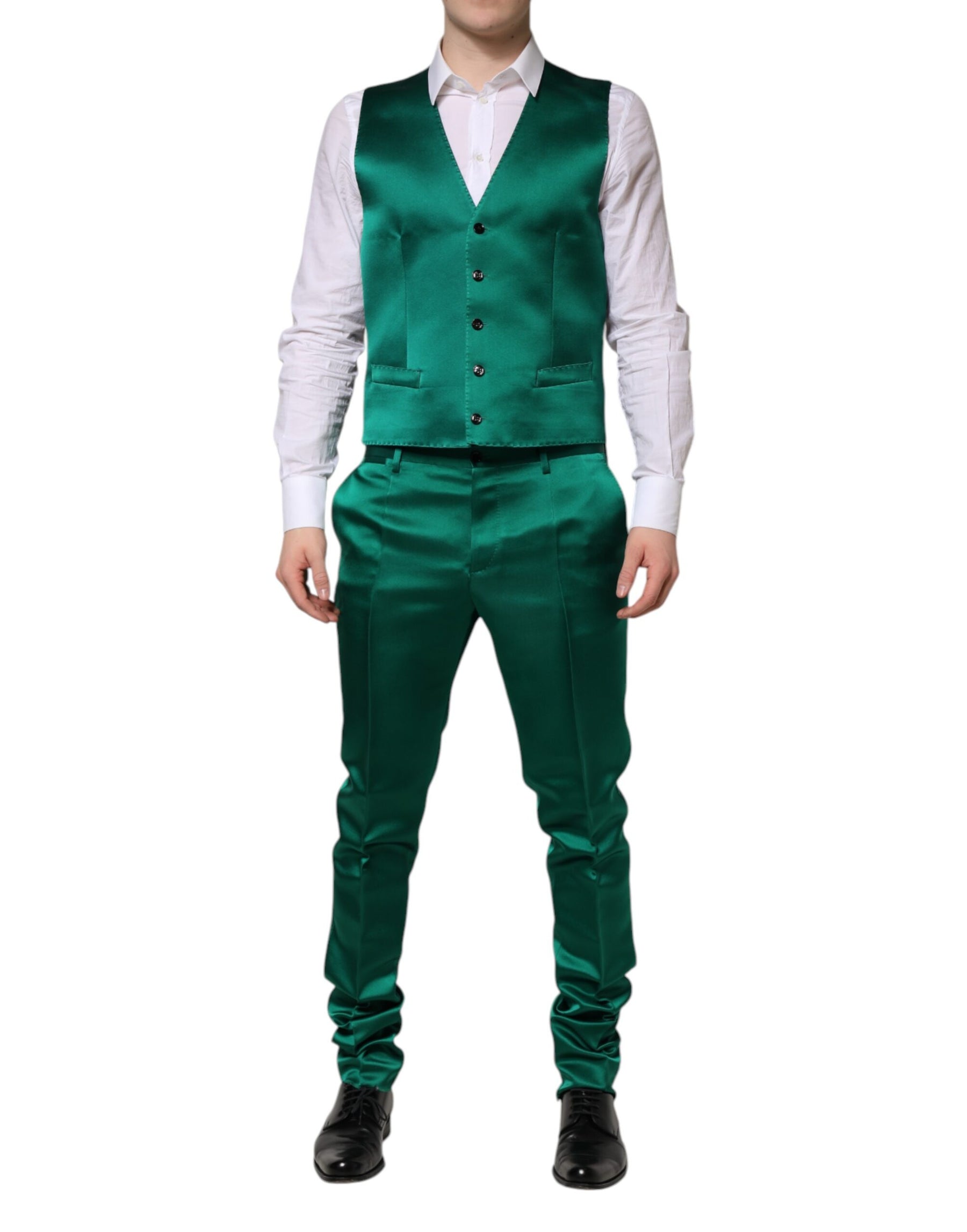 Dolce & Gabbana Green Silk 3 Piece Single Breasted Suit | Regal Royce