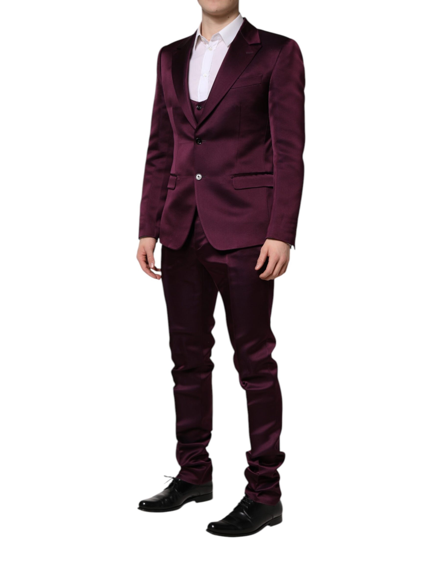 Dolce & Gabbana Dark Purple Silk 3Piece Single Breasted Suit | Regal Royce