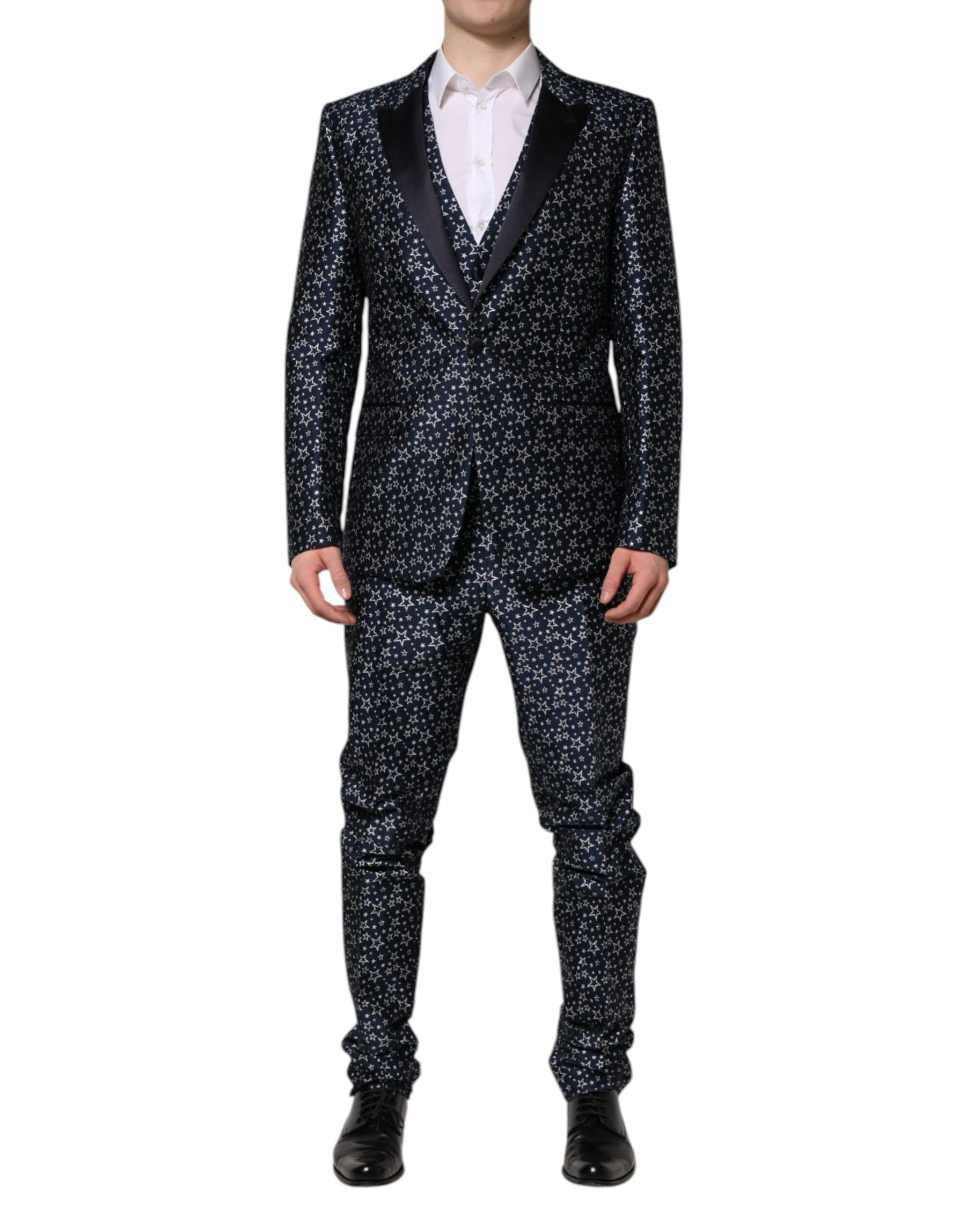 Dolce & Gabbana Blue MARTINI Star Jacquard 3 Piece Suit | Regal Royce