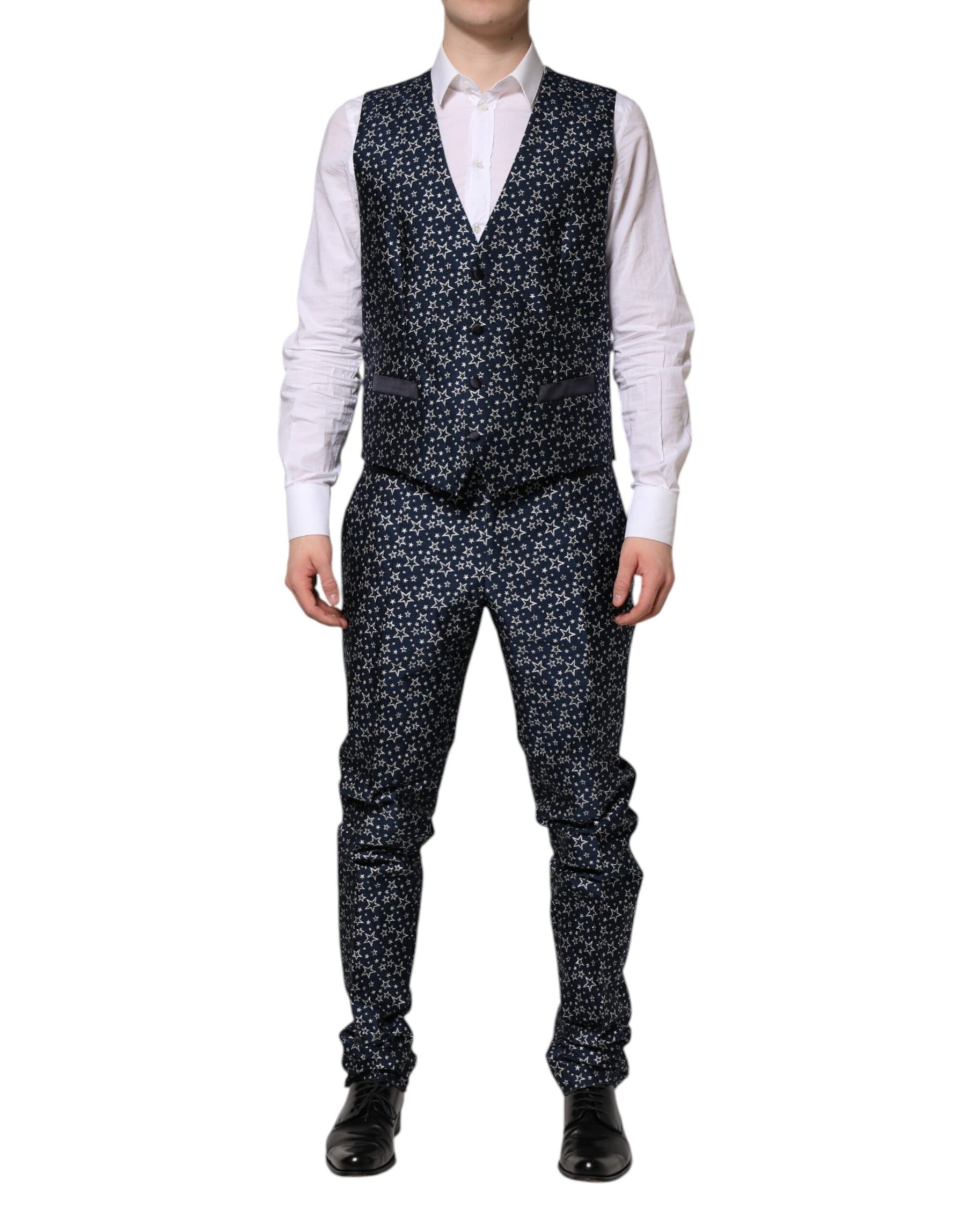 Dolce & Gabbana Blue MARTINI Star Jacquard 3 Piece Suit | Regal Royce