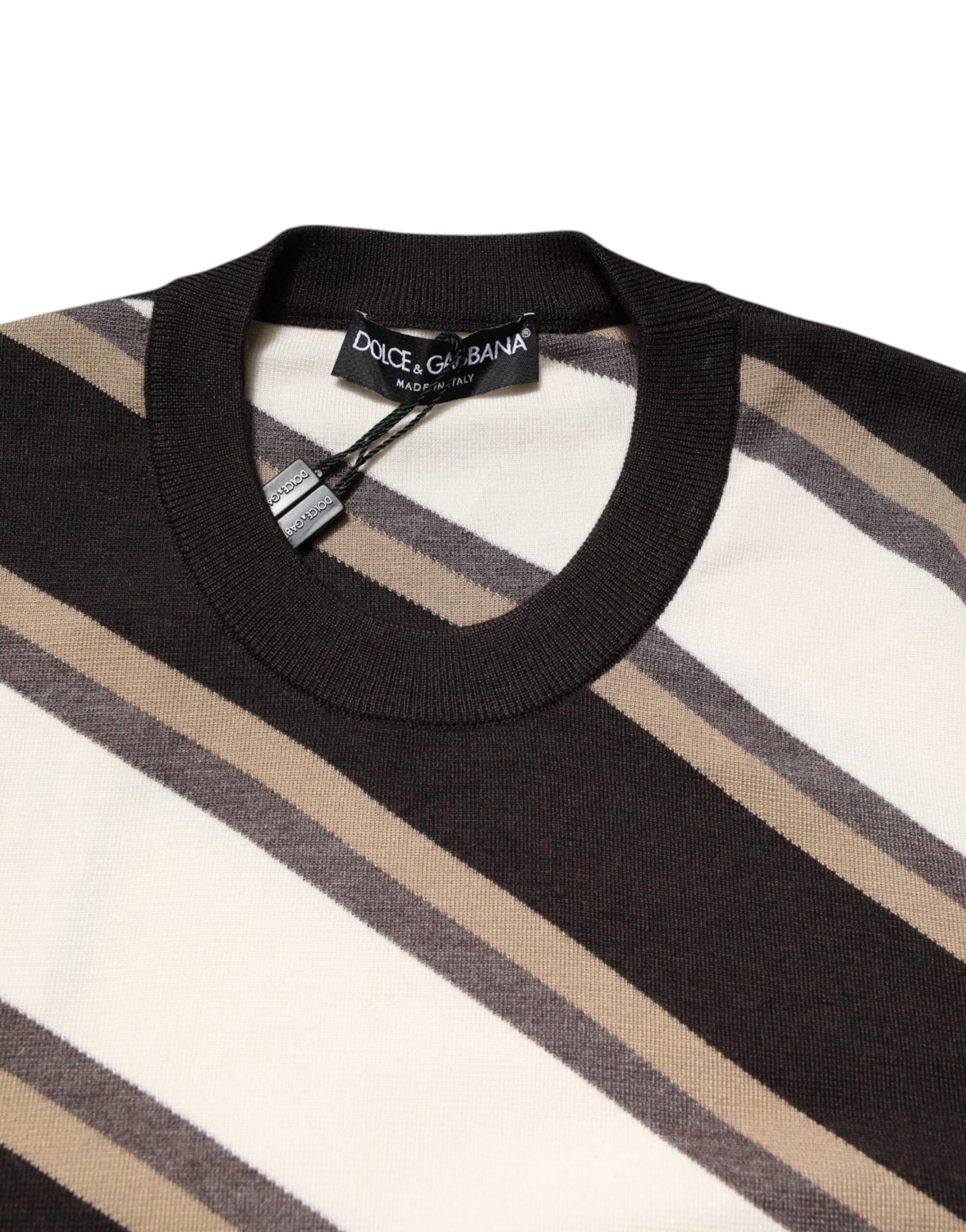 Dolce & Gabbana Multicolor Stripes Crew Neck Pullover Sweater | Regal Royce