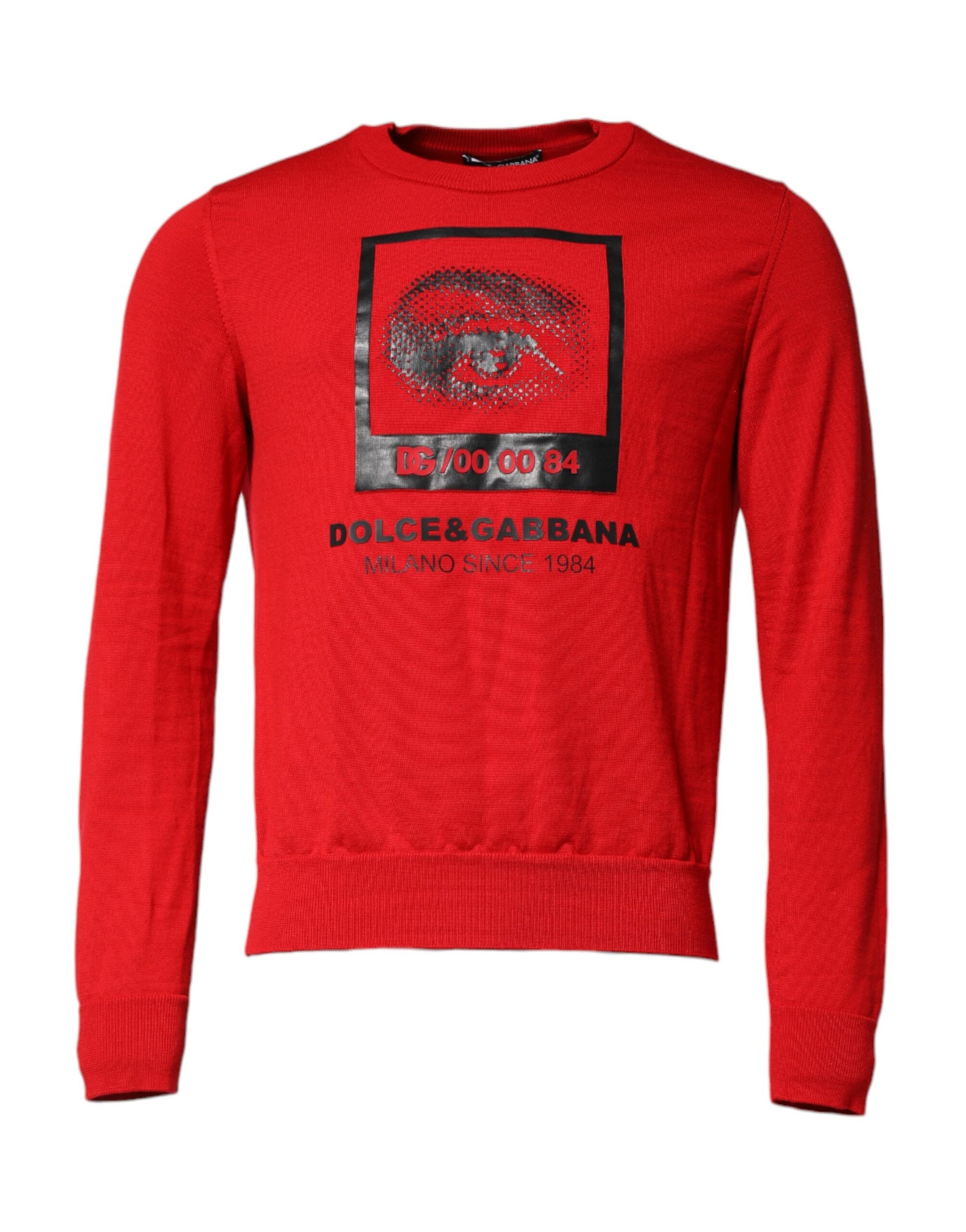 Dolce & Gabbana Red Eye Print Crew Neck Men Pullover Sweater | Regal Royce