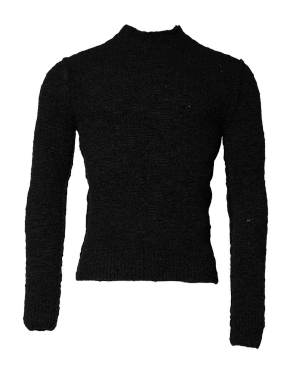 Dolce & Gabbana Black Wool Knit Crew Neck Pullover Sweater