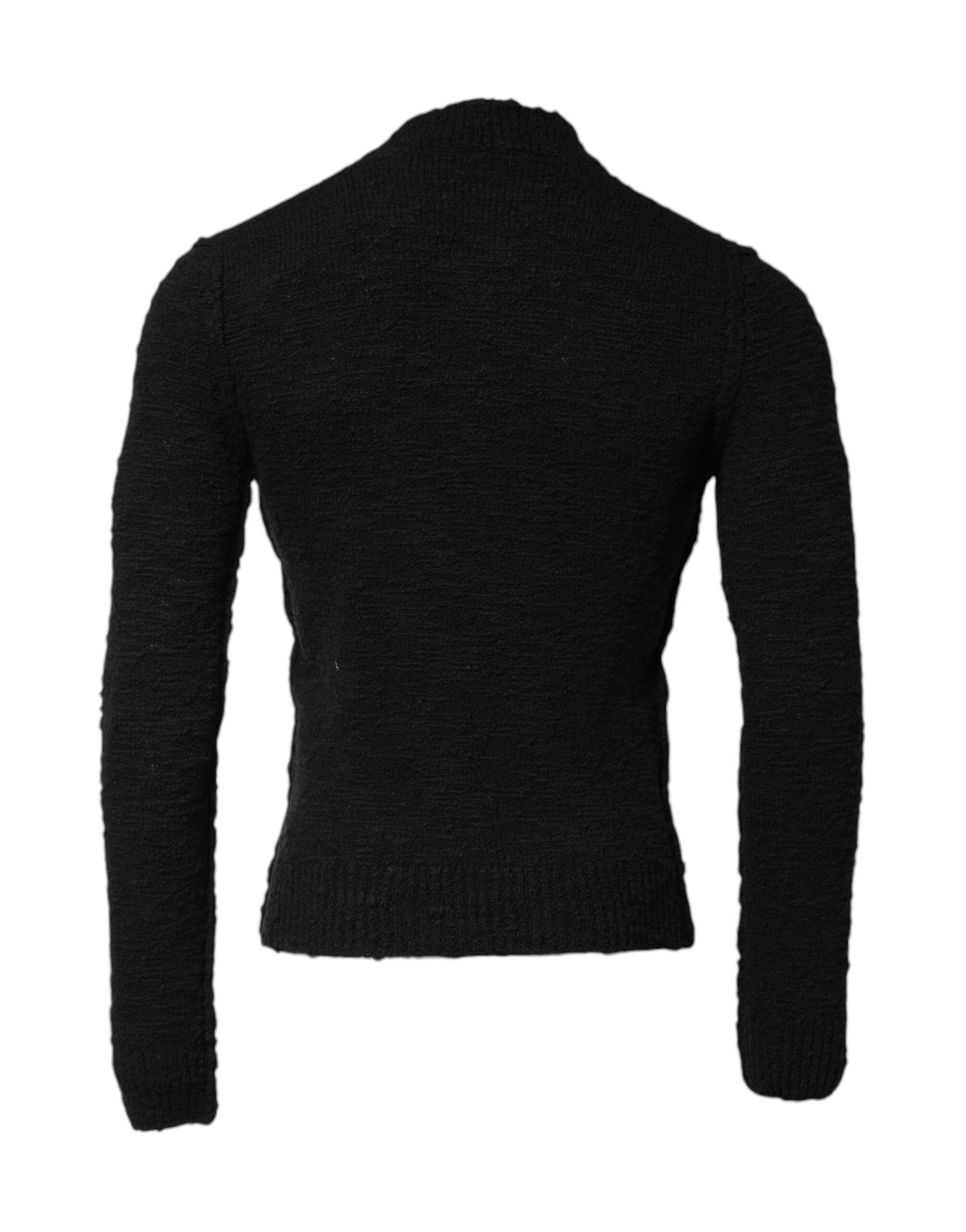 Dolce & Gabbana Black Wool Knit Crew Neck Pullover Sweater | Regal Royce
