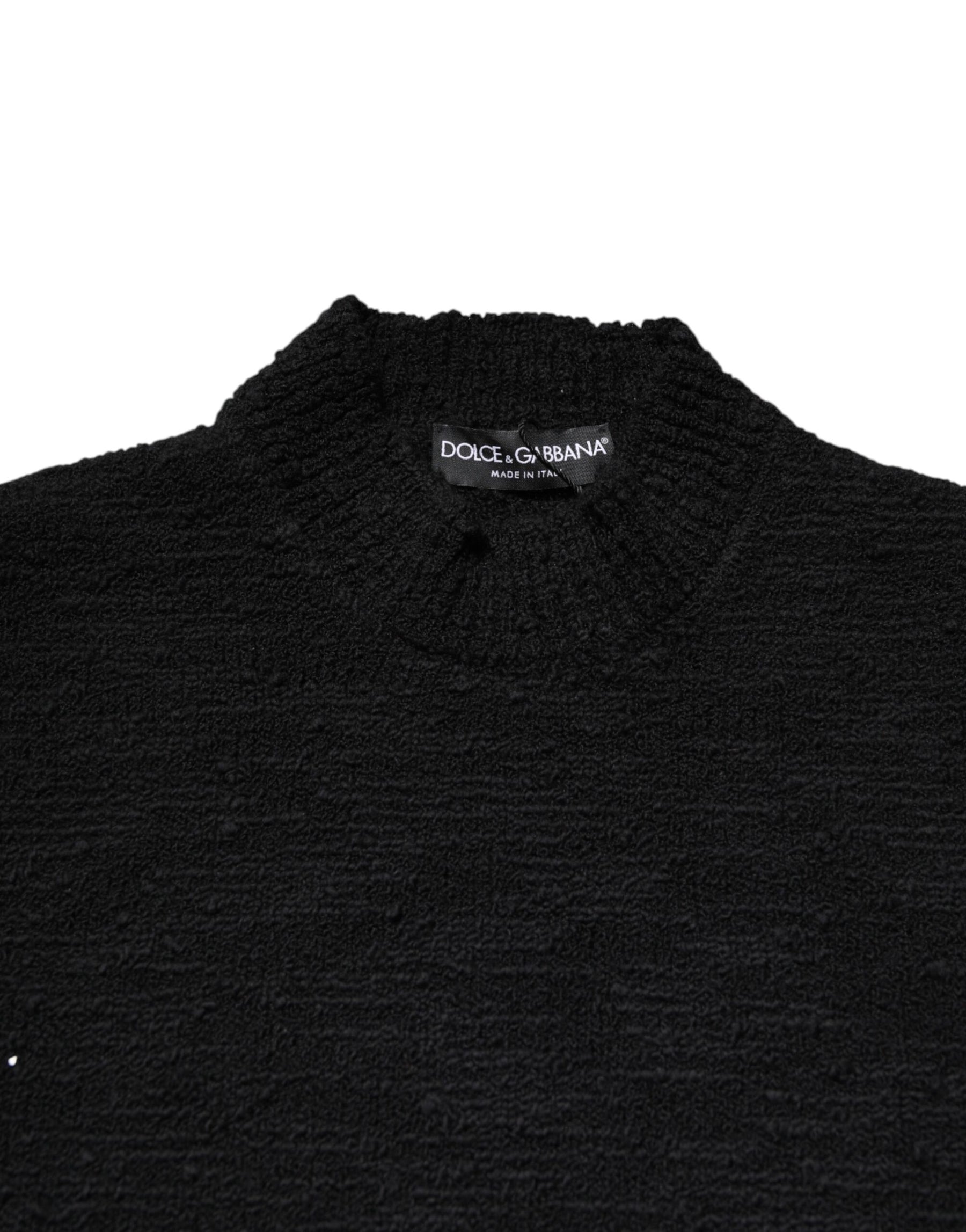 Dolce & Gabbana Black Wool Knit Crew Neck Pullover Sweater | Regal Royce