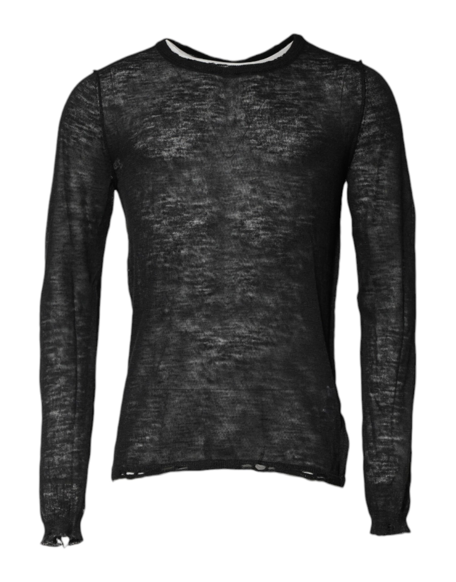 Dolce & Gabbana Black Polyester Crew Neck Pullover Sweater | Regal Royce