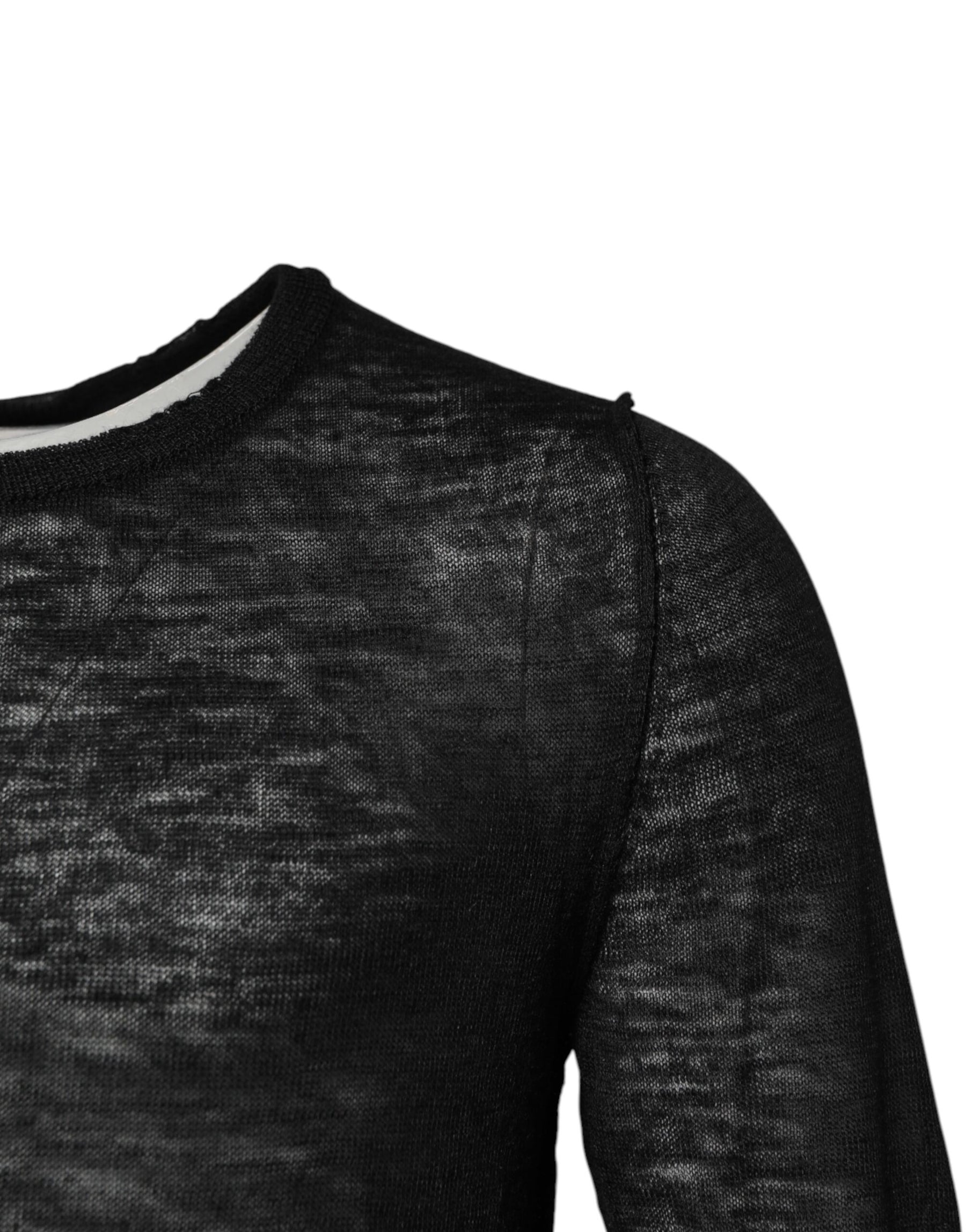 Dolce & Gabbana Black Polyester Crew Neck Pullover Sweater | Regal Royce