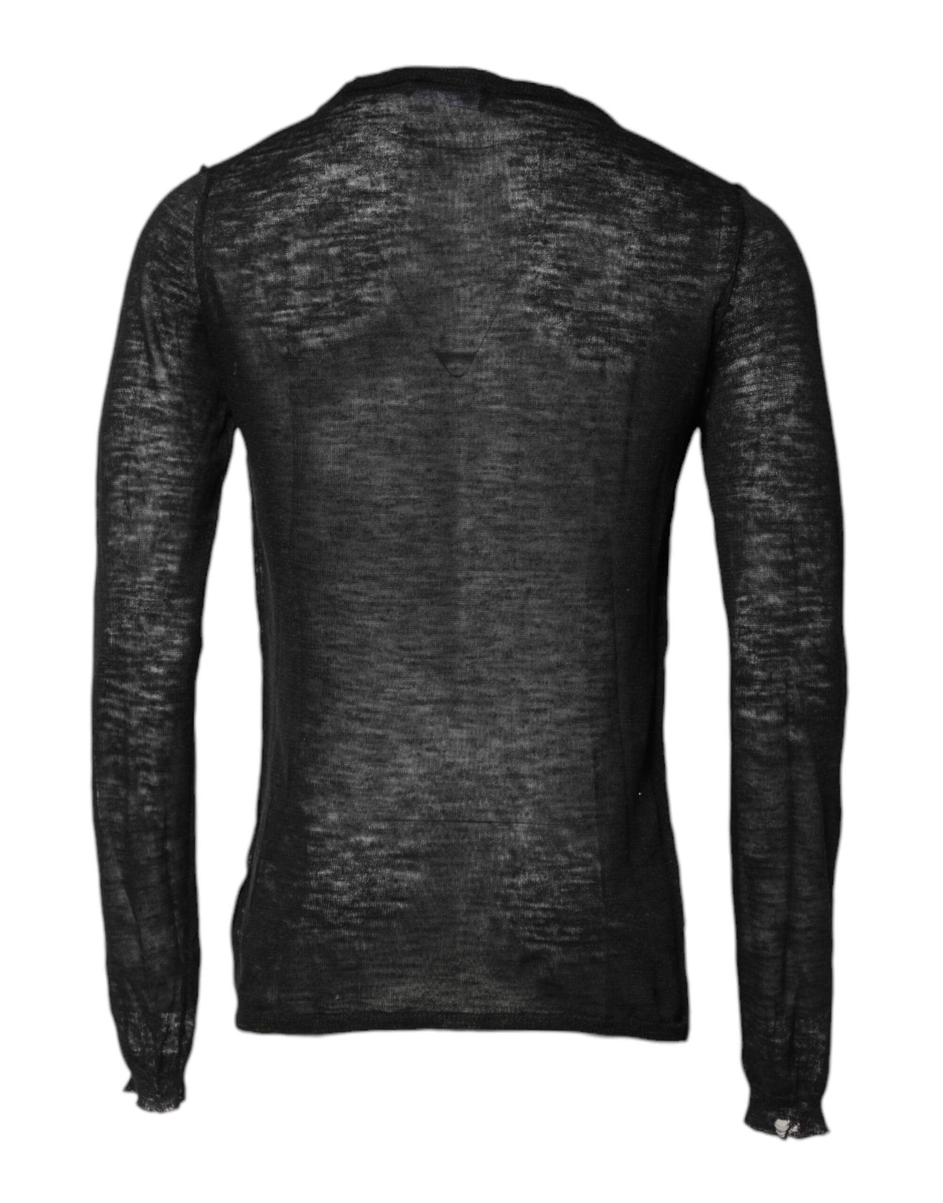 Dolce & Gabbana Black Polyester Crew Neck Pullover Sweater