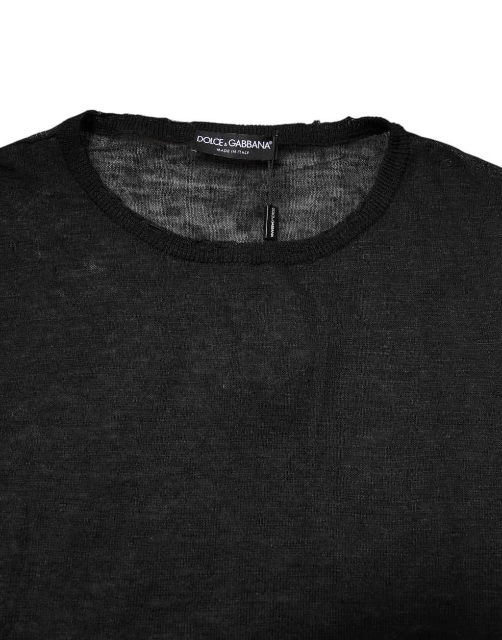 Dolce & Gabbana Black Polyester Crew Neck Pullover Sweater