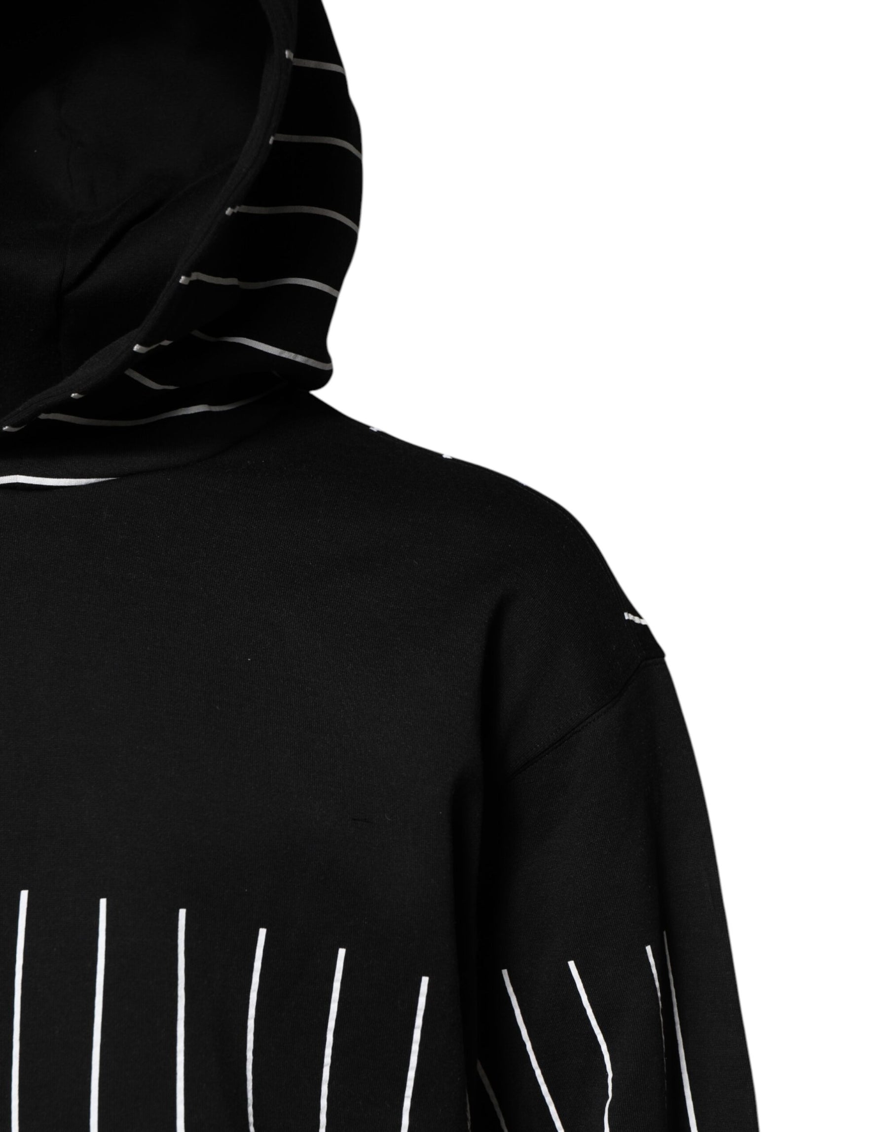 Dolce & Gabbana Black White Stripe Hooded Sweatshirt Sweater | Regal Royce