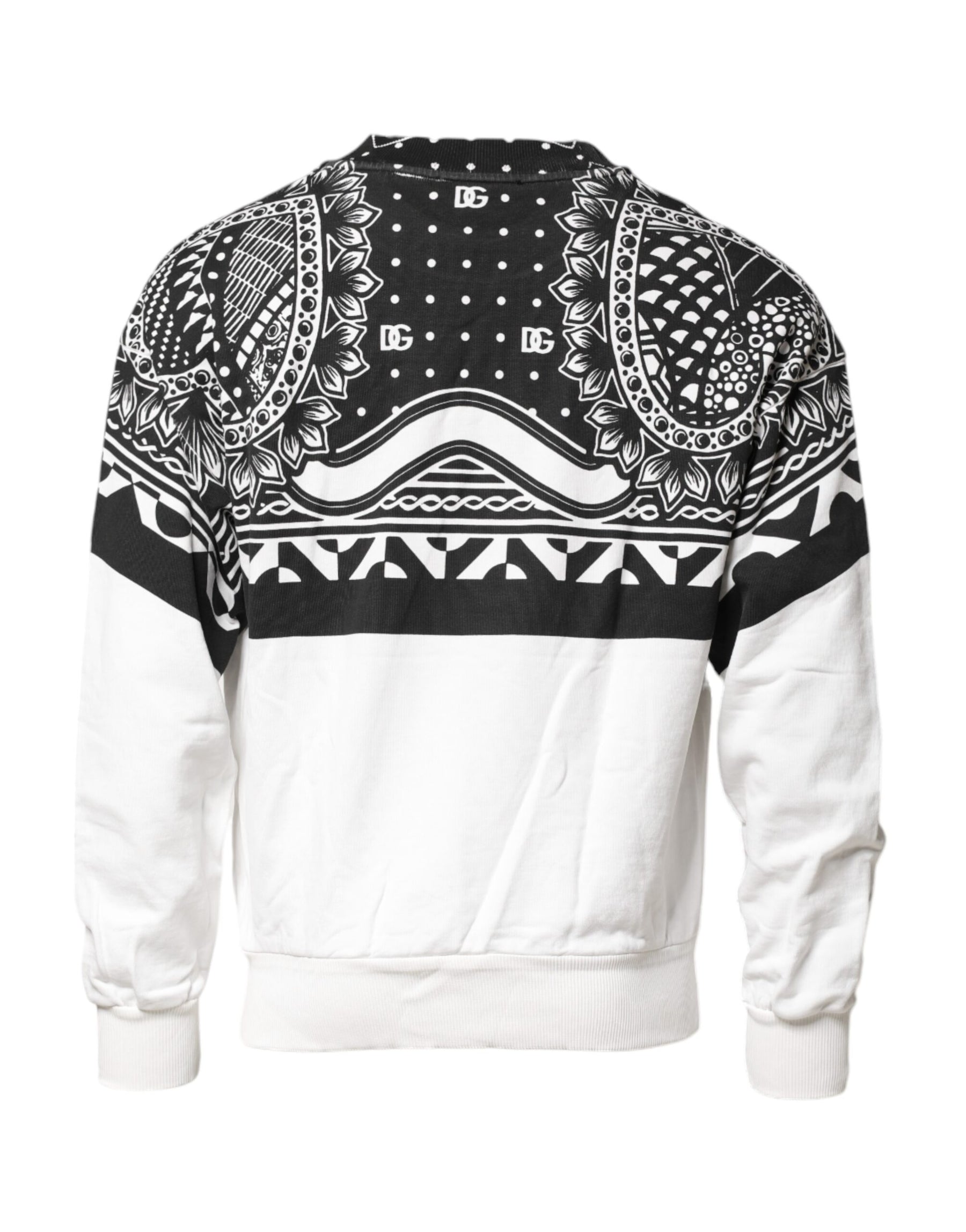 Dolce & Gabbana Black White Bandana Cotton Men Sweatshirt Sweater | Regal Royce