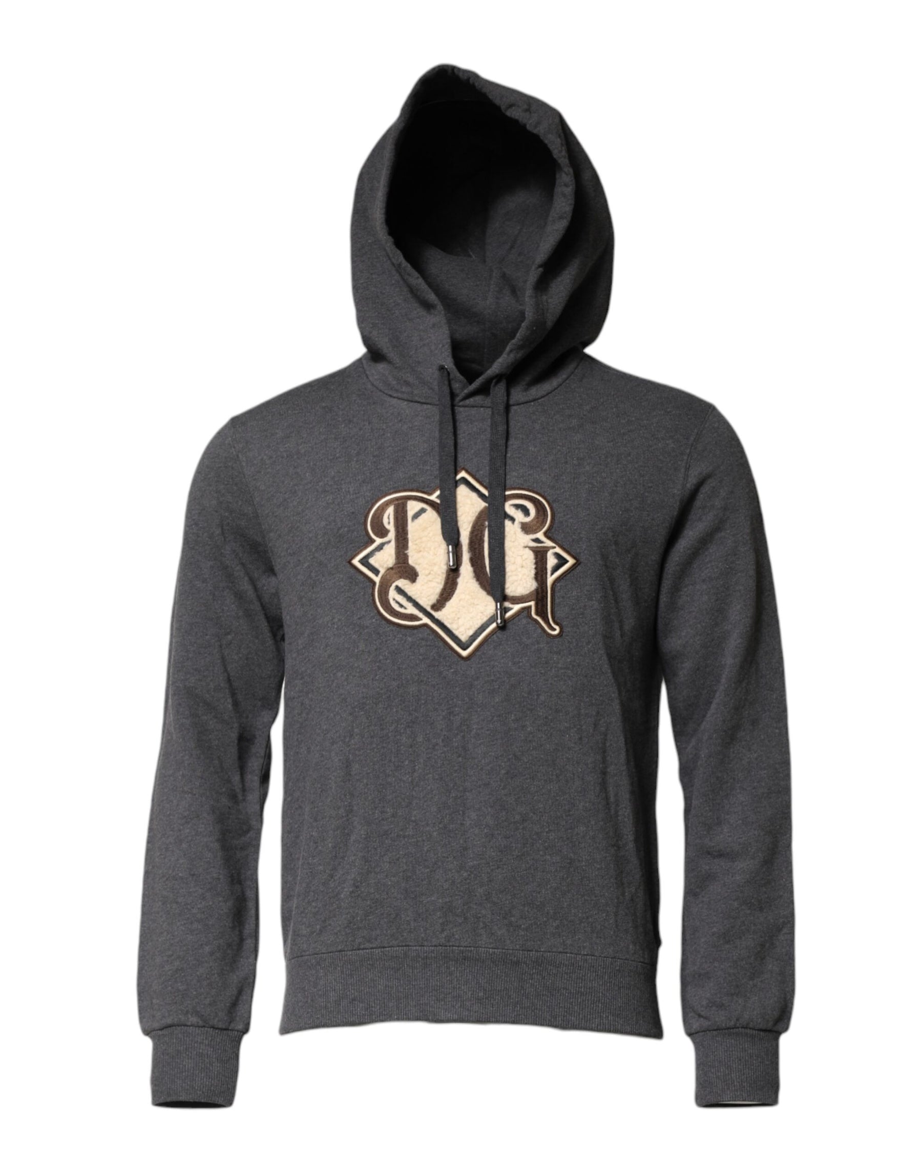 Dolce & Gabbana Gray Logo Patch Hooded Sweatshirt Sweater | Regal Royce