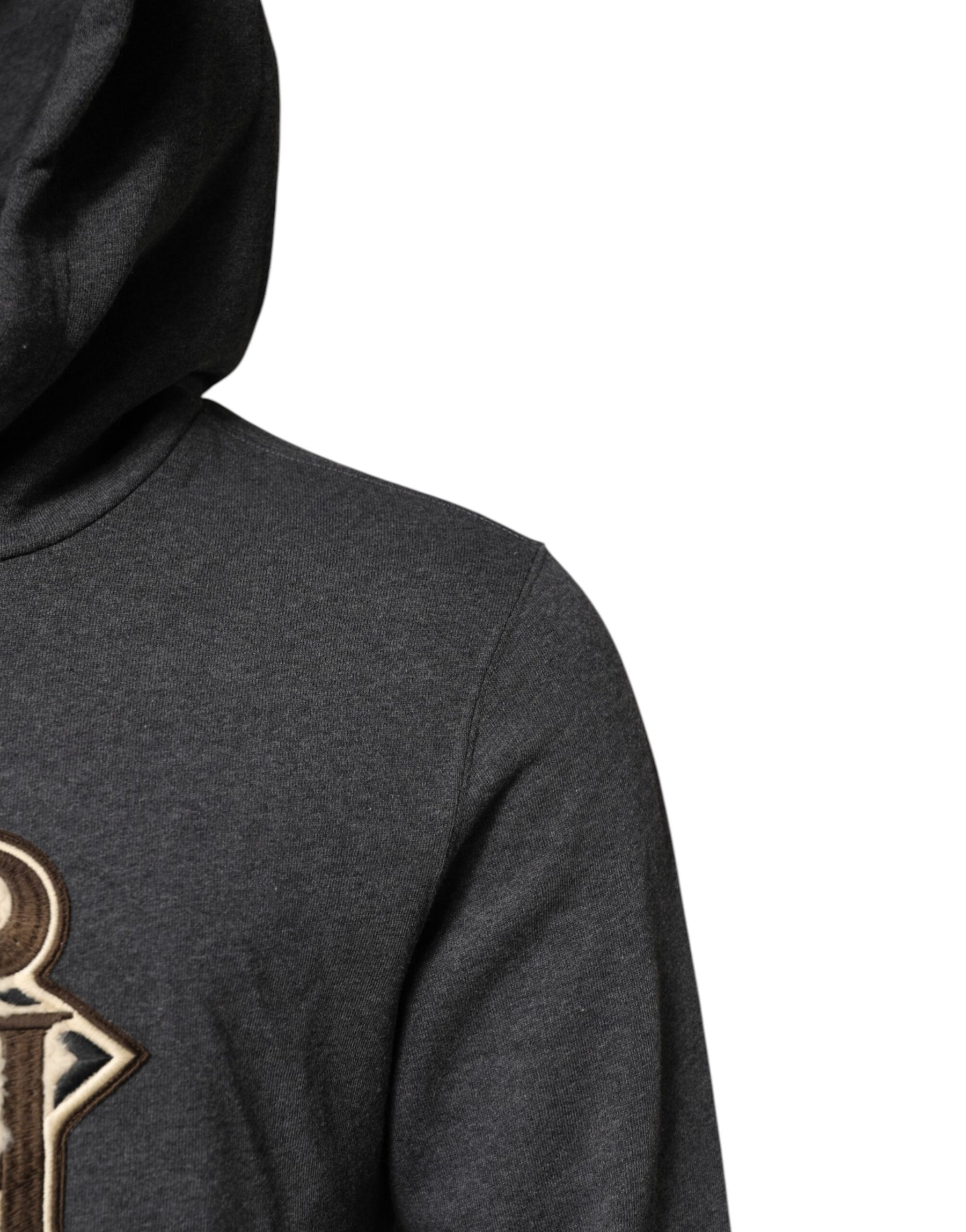 Dolce & Gabbana Gray Logo Patch Hooded Sweatshirt Sweater | Regal Royce