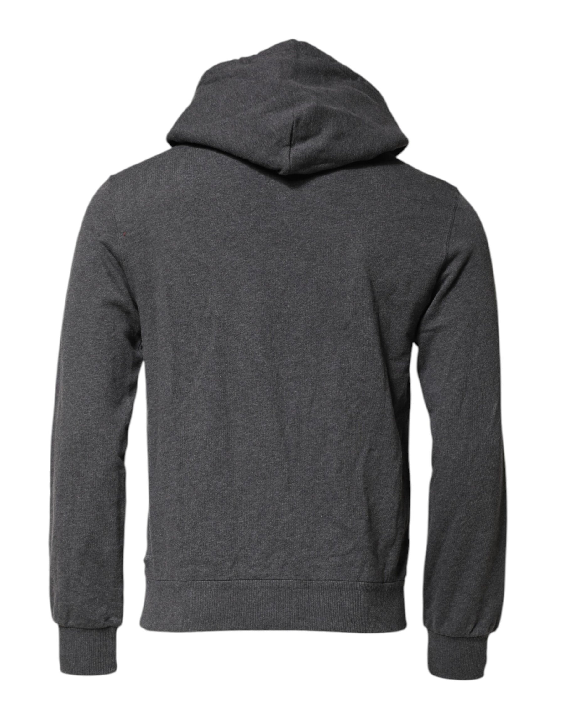 Dolce & Gabbana Gray Logo Patch Hooded Sweatshirt Sweater | Regal Royce