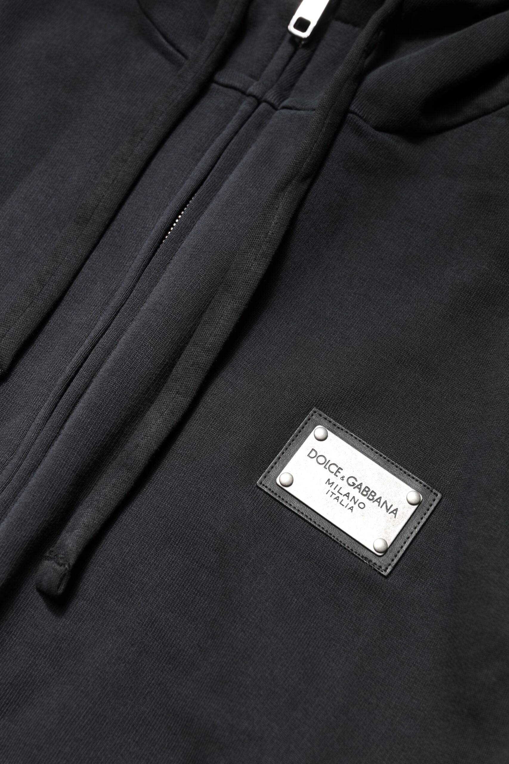 Dolce & Gabbana Black Logo Full Zip Hooded Men Sweatshirt Sweater | Regal Royce