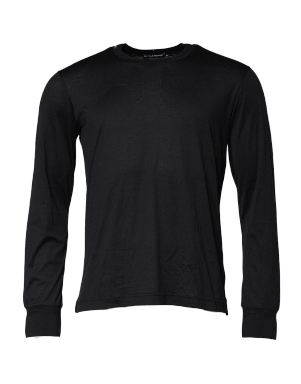 Dolce & Gabbana Dark Blue Silk Crew Neck Men Pullover Sweater