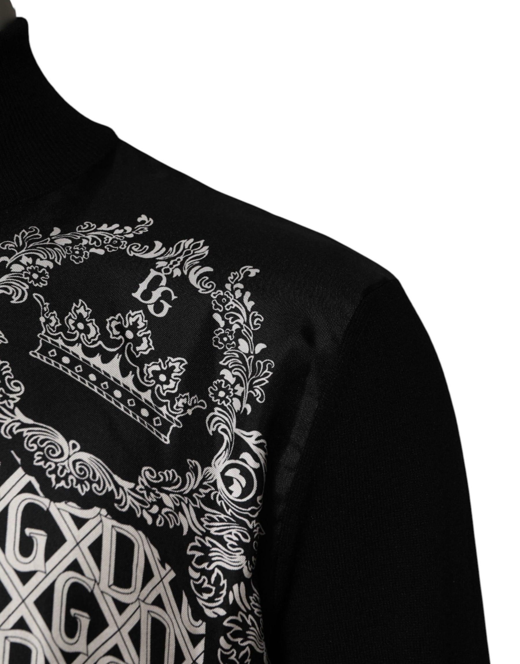 Dolce & Gabbana Black White Bandana Print Full Zip Sweater | Regal Royce