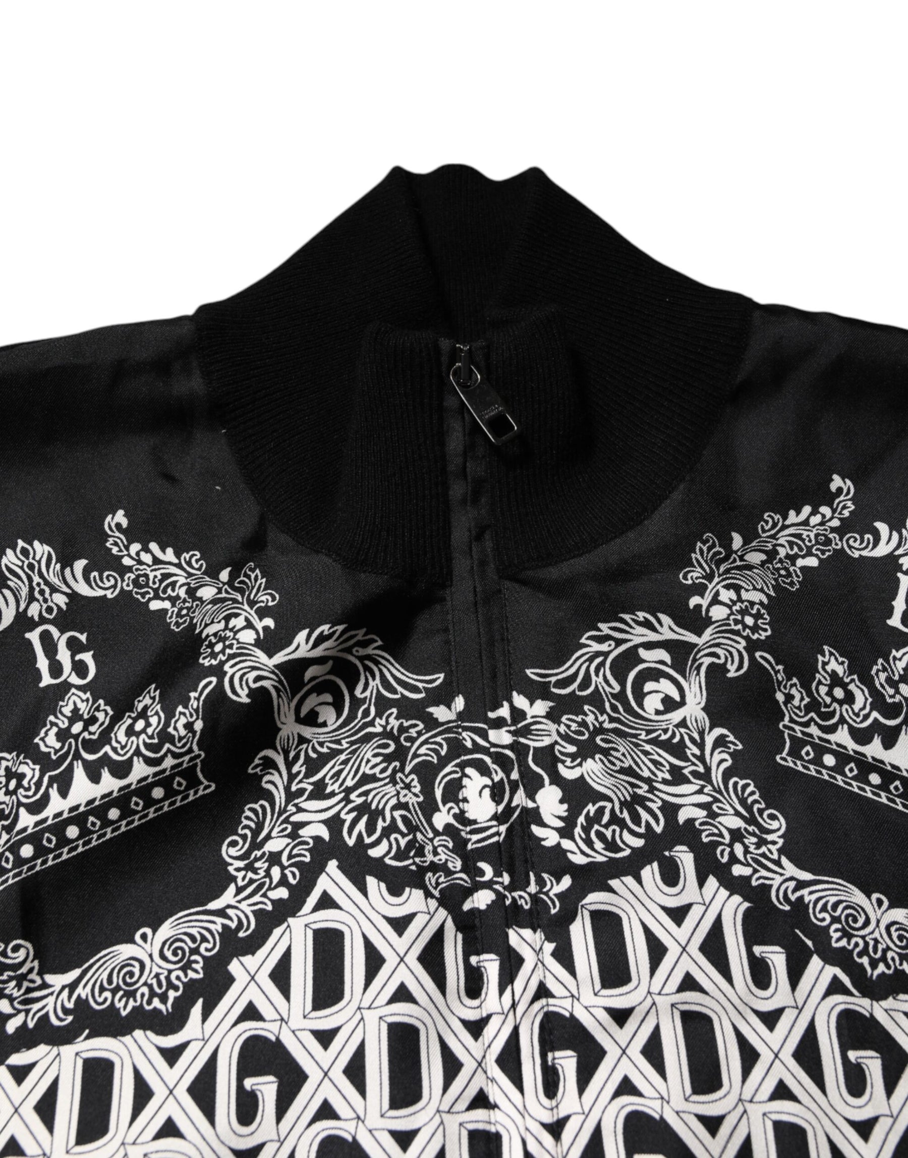 Dolce & Gabbana Black White Bandana Print Full Zip Sweater | Regal Royce