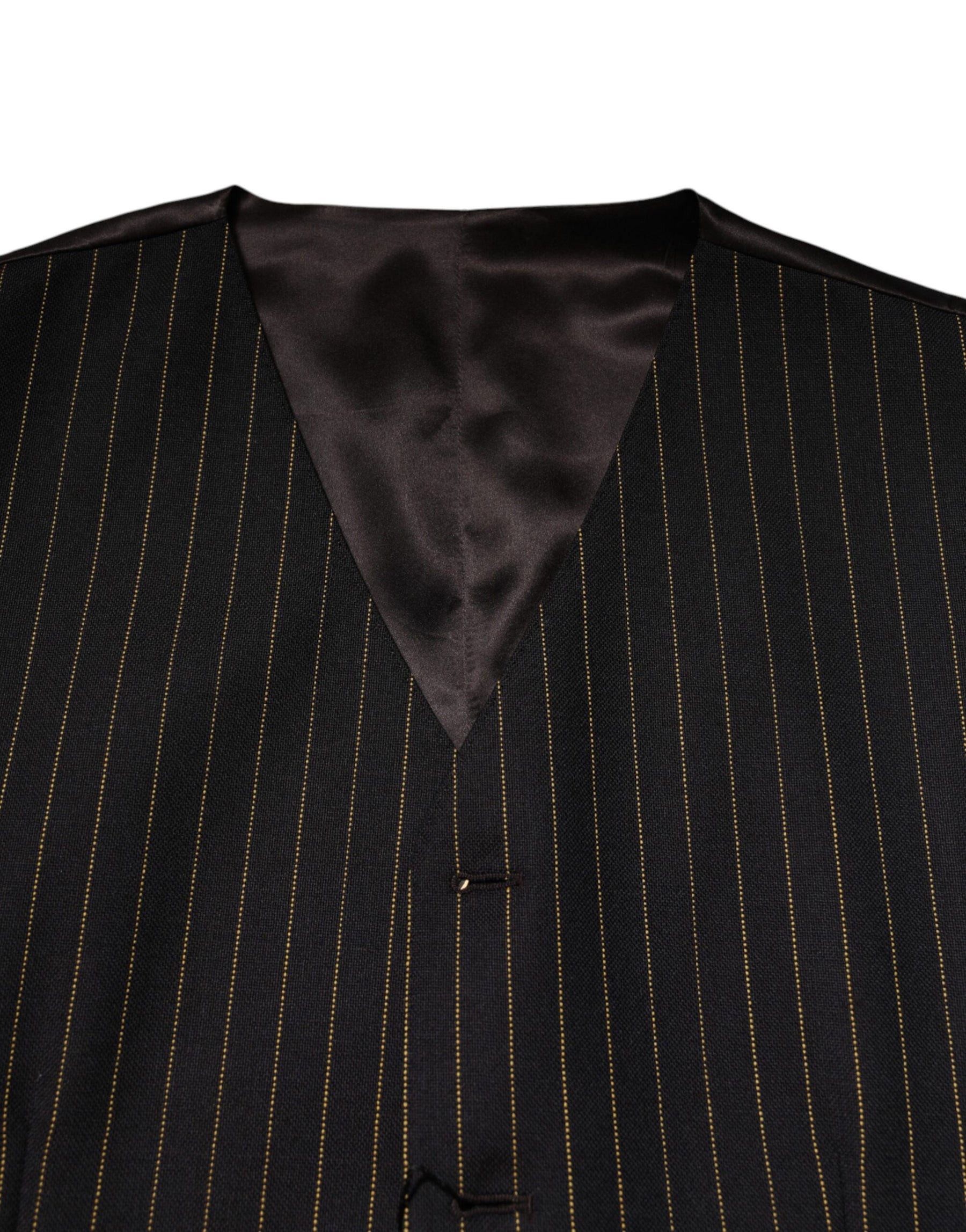 Dolce & Gabbana Black Stripes Wool Formal Men Waistcoat Vest | Regal Royce
