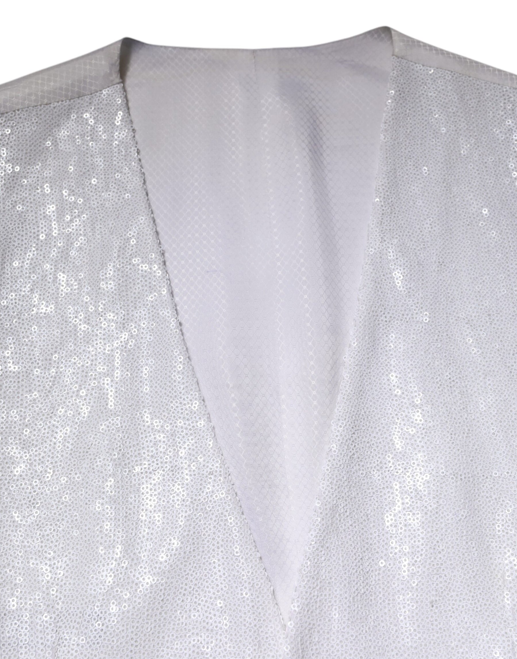 Dolce & Gabbana White Sequined Dress Formal Waistcoat Vest | Regal Royce