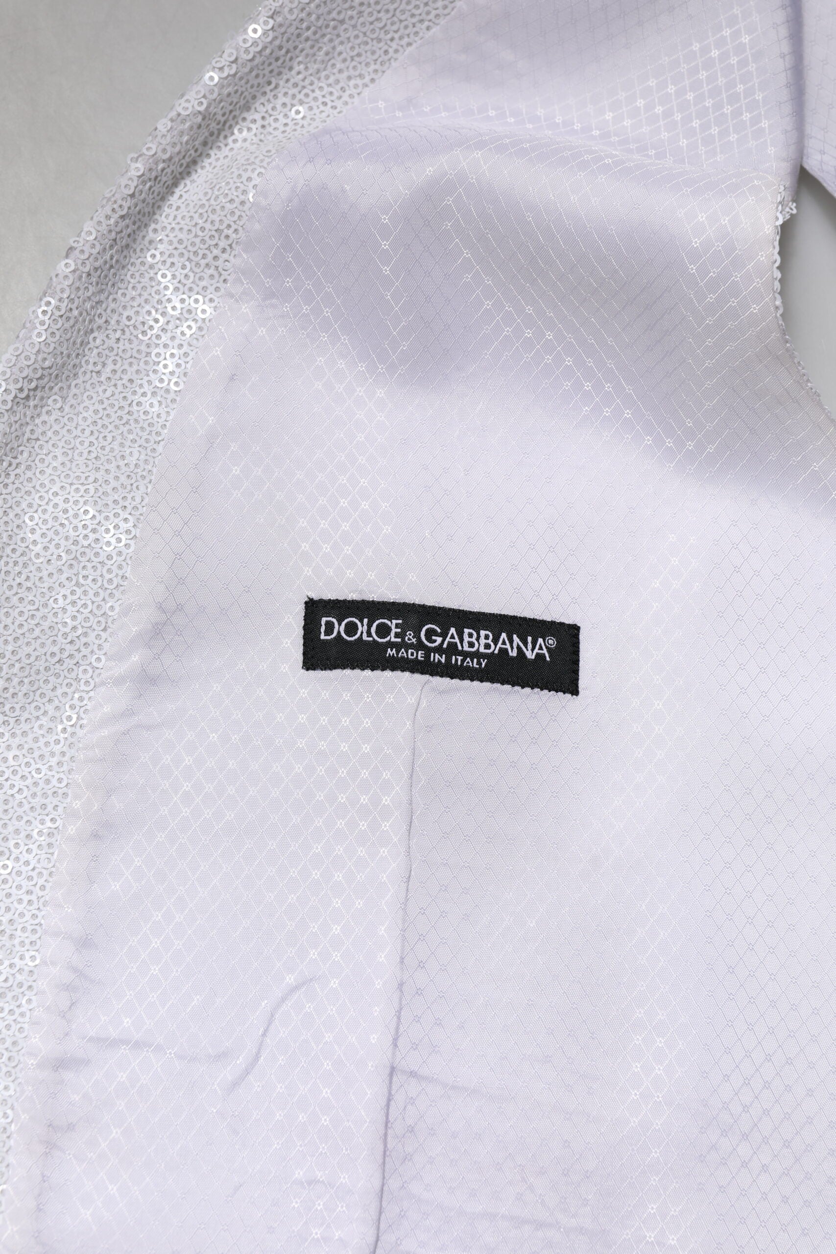 Dolce & Gabbana White Sequined Dress Formal Waistcoat Vest | Regal Royce