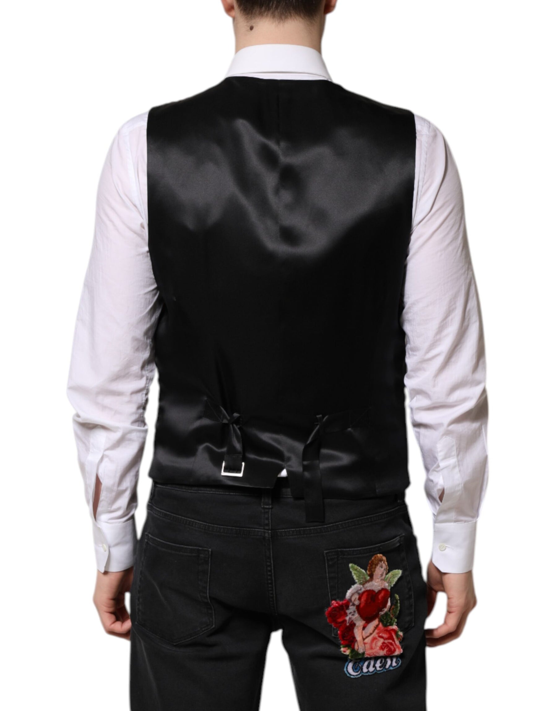 Dolce & Gabbana Red Floral Brocade Formal Men Waistcoat Vest | Regal Royce